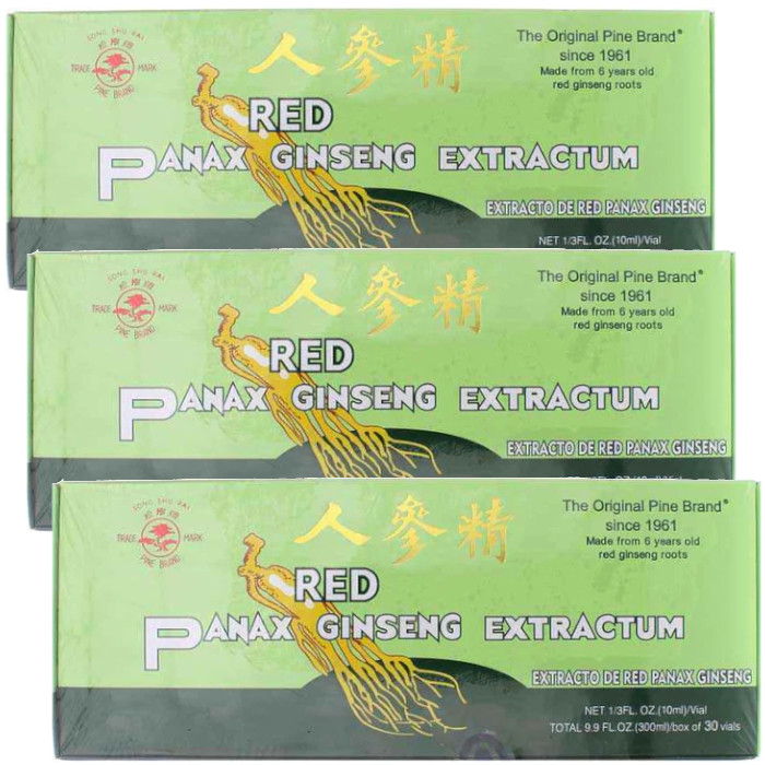 Prince of Peace Pine Brand Red Panax Ginseng Extractum 30 Bttls Each (Pack of 3)