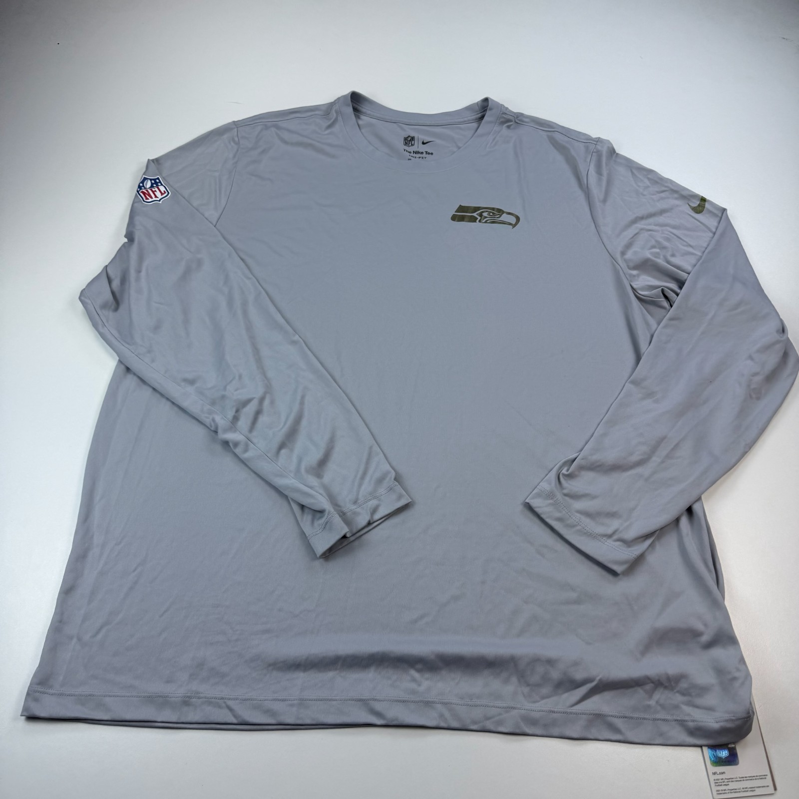 NEW Nike Seattle Seahawks Shirt Mens 2XL XXL Dri Fit Gray Long Sleeve NFL