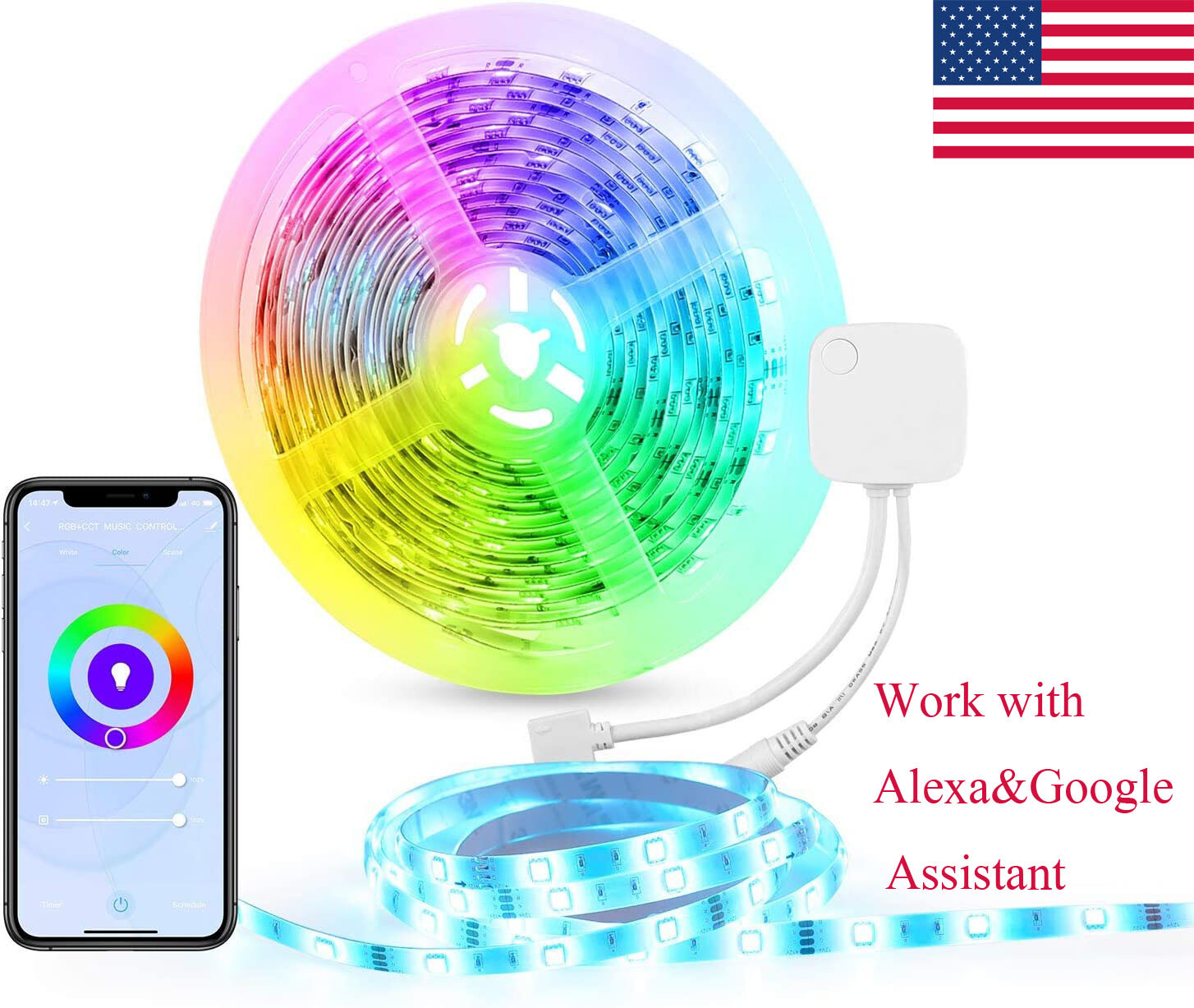 Smart Home WIFI Wireless RGB Smart LED Strip Lights 16.4ft WiFi RGB LED Kit 5050