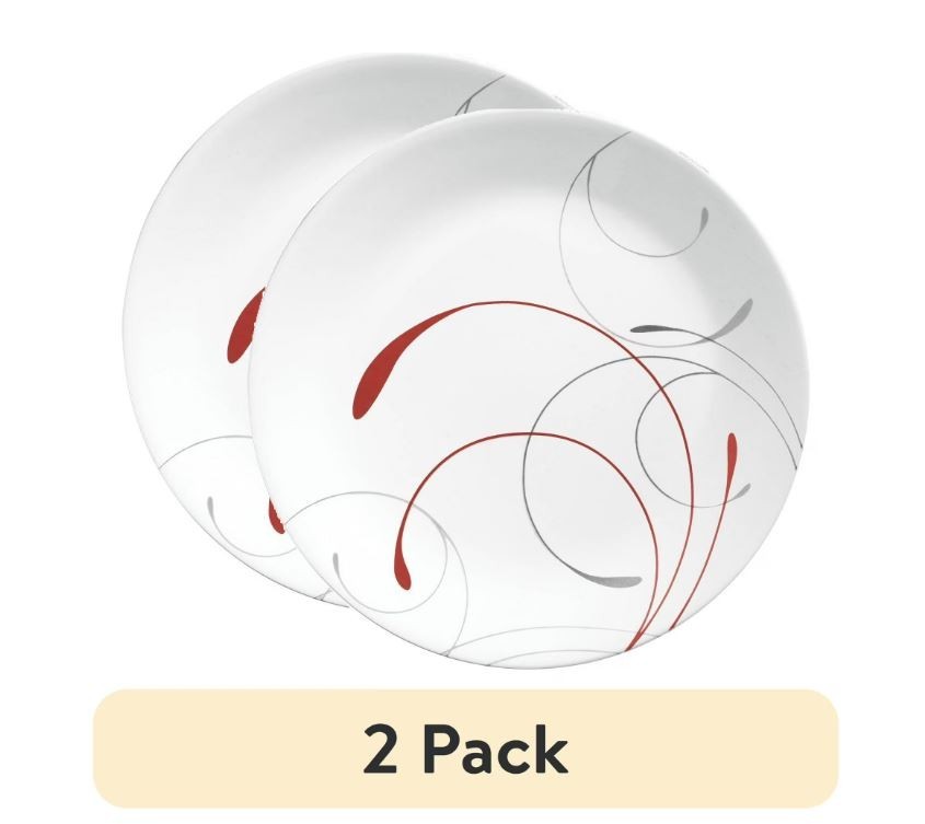 2 pack Corelle Splendor, White and Red Round Dinner Plate, 10.25\ 2 pack Corelle Splendor, White and Red Round Dinner Plate, 10.25\