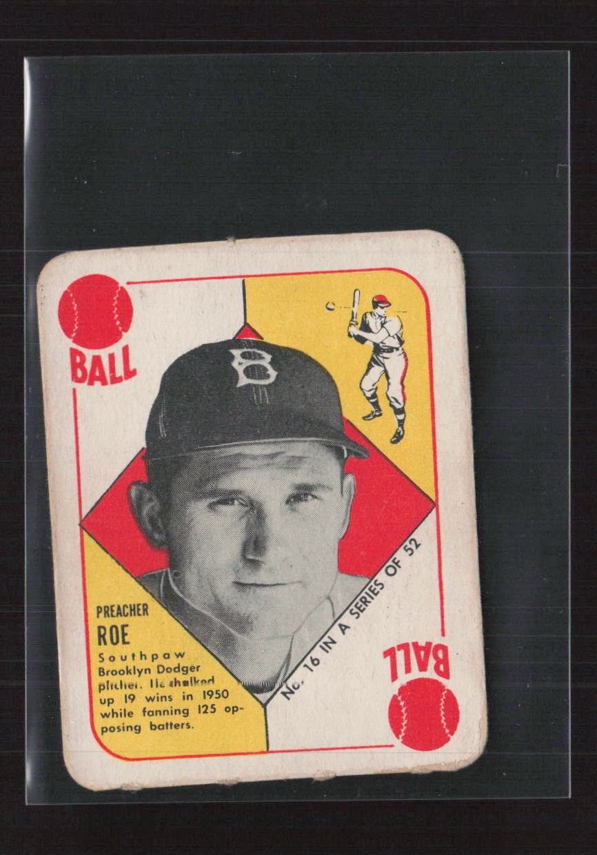 1951 Topps Red Backs #16 Preacher Roe - VG/EX