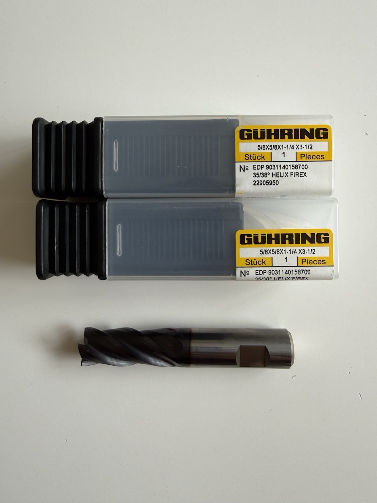 NEW Guhring 5/8” 4 Flute Solid Carbide End Mills 1.25” LOC 9031140158700 2 PCS
