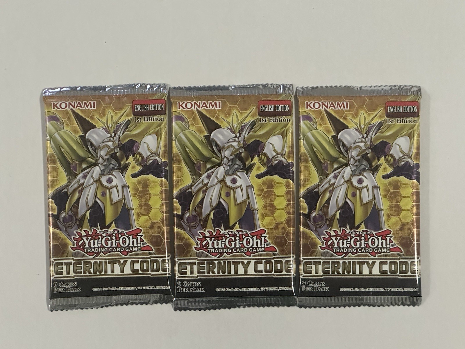 YuGiOh TCG 3x Eternity Code Booster Pack [9 Cards] Sealed 1st Edition