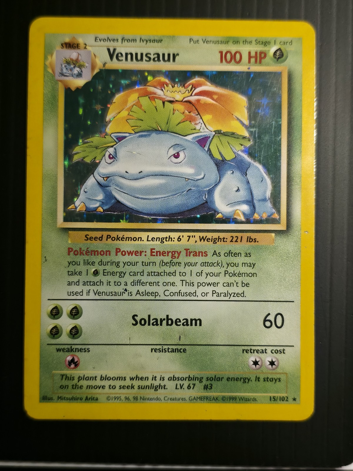 Venusaur 15/102 Holo Rare Base Set Pokemon TCG English 1999 Stage 2