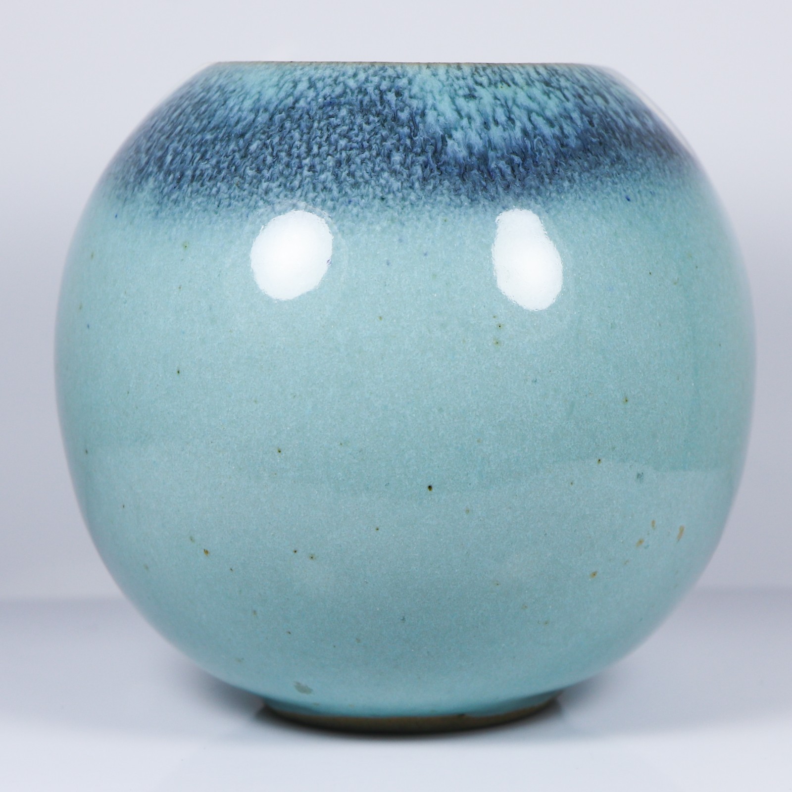 Vintage Glidden Art Pottery Blue Turquoise Ombré Orb/Sno Ball #63 MCM
