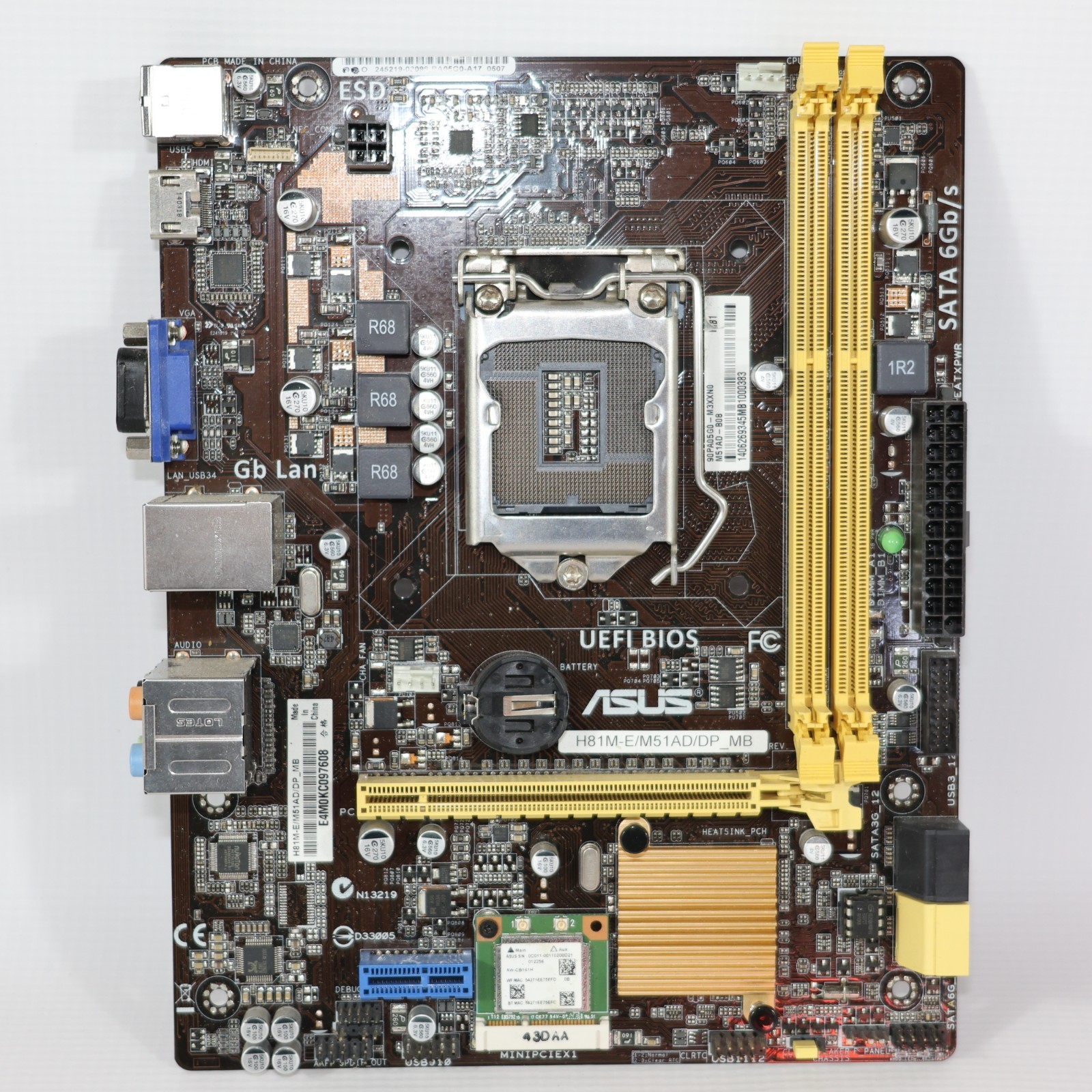 Asus Desktop Motherboard H81M-E/M51AD/DP_MB DDR3 LGA1150 90PA05G0-M3XXN0 I/O #E Asus Desktop Motherboard H81M-E/M51AD/DP_MB DDR3 LGA1150 90PA05G0-M3XXN0 I/O #E