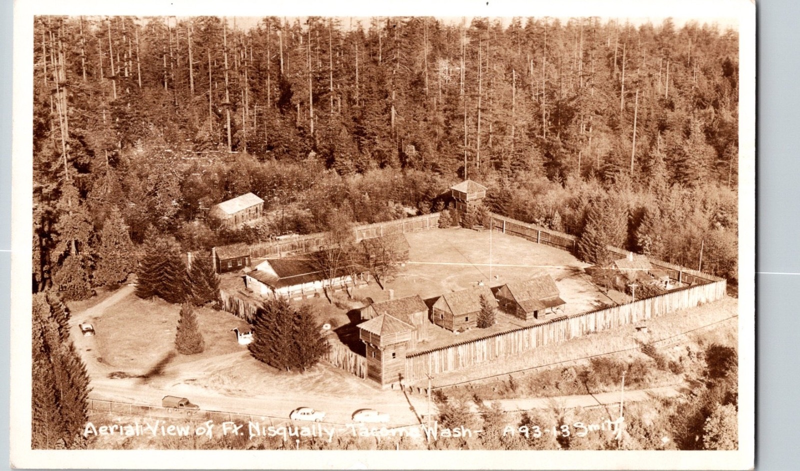 RPPC Aerial View of Ft. Nisqually Tacoma, Washington, Smith Photo