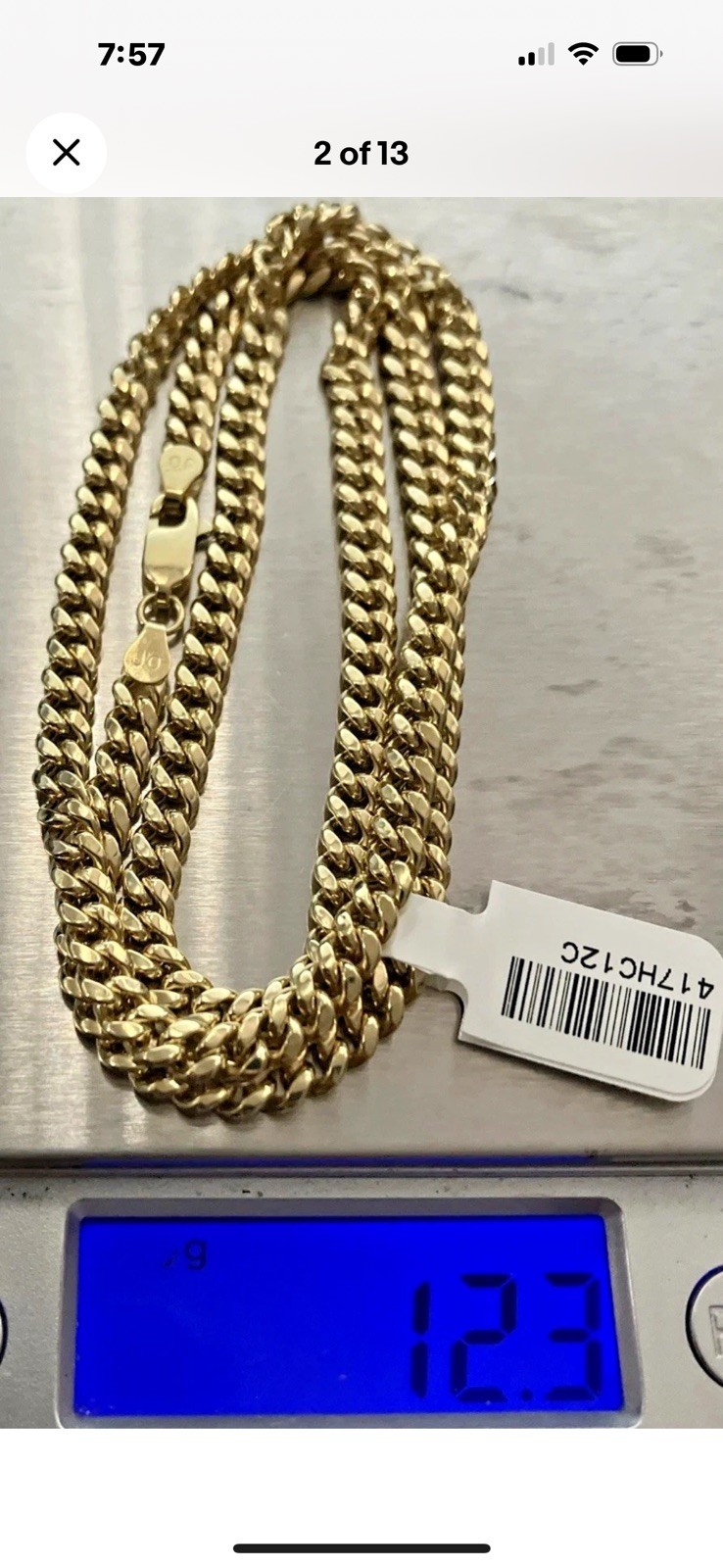 10Kt Real Gold Cuban Link Chain 12.2Grams  4.6mm 22” Brand New with Tag