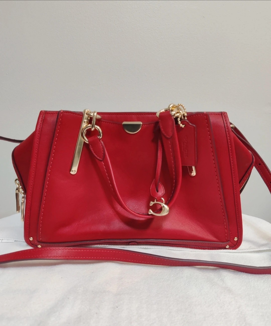 Coach Grace Bag in Bright Red Leather | Satchel Crossbody Handbag 39909 Gold Har