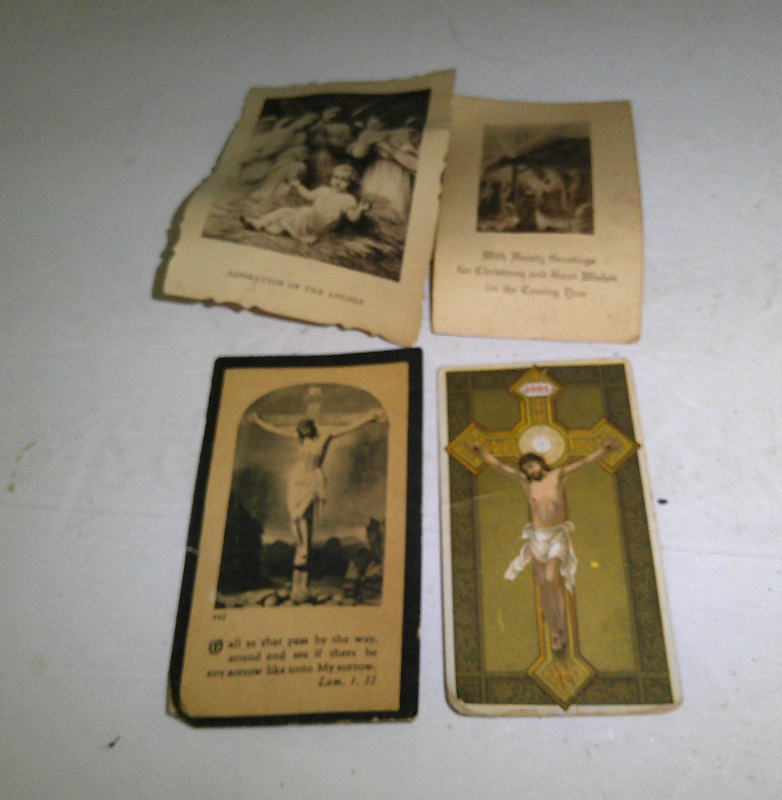 Vintage 1900-28 religious devotional ephemera items Catholic holy cards 4 cards