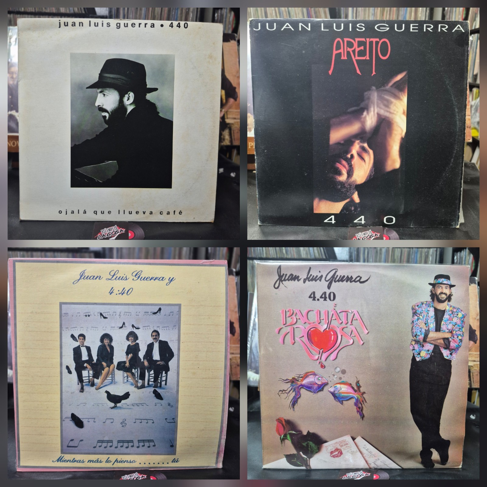 Juan Luis Guerra 4.40 – Lote X 4 LP- Merengue, Bachata, Salsa, 🇻🇪/🇨🇴 1990s