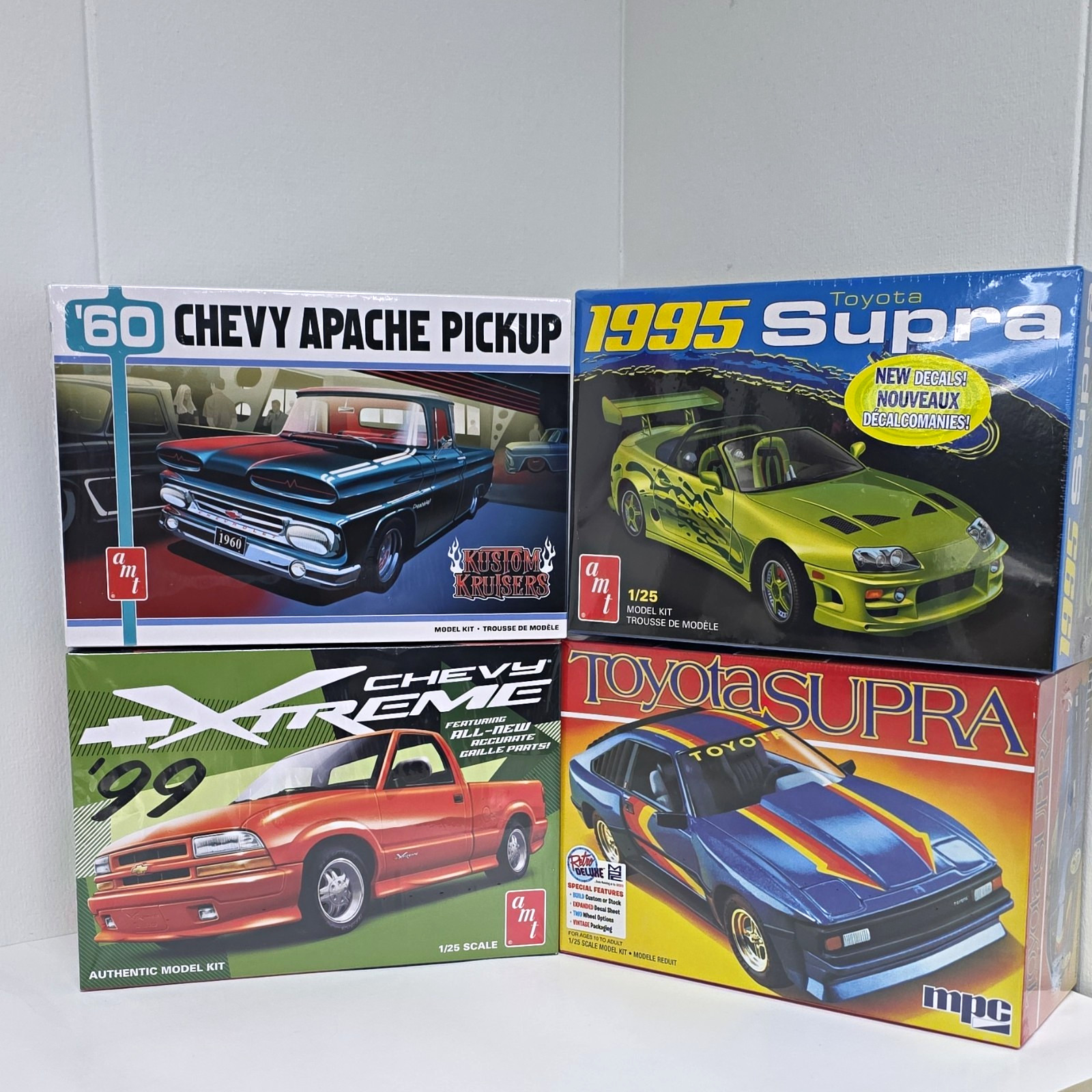 AMT 1:25 Unassembled Model Kit Chevy Apache Pickup, Toyota Supra or Chevy S10 AMT 1:25 Unassembled Model Kit Chevy Apache Pickup, Toyota Supra or Chevy S10