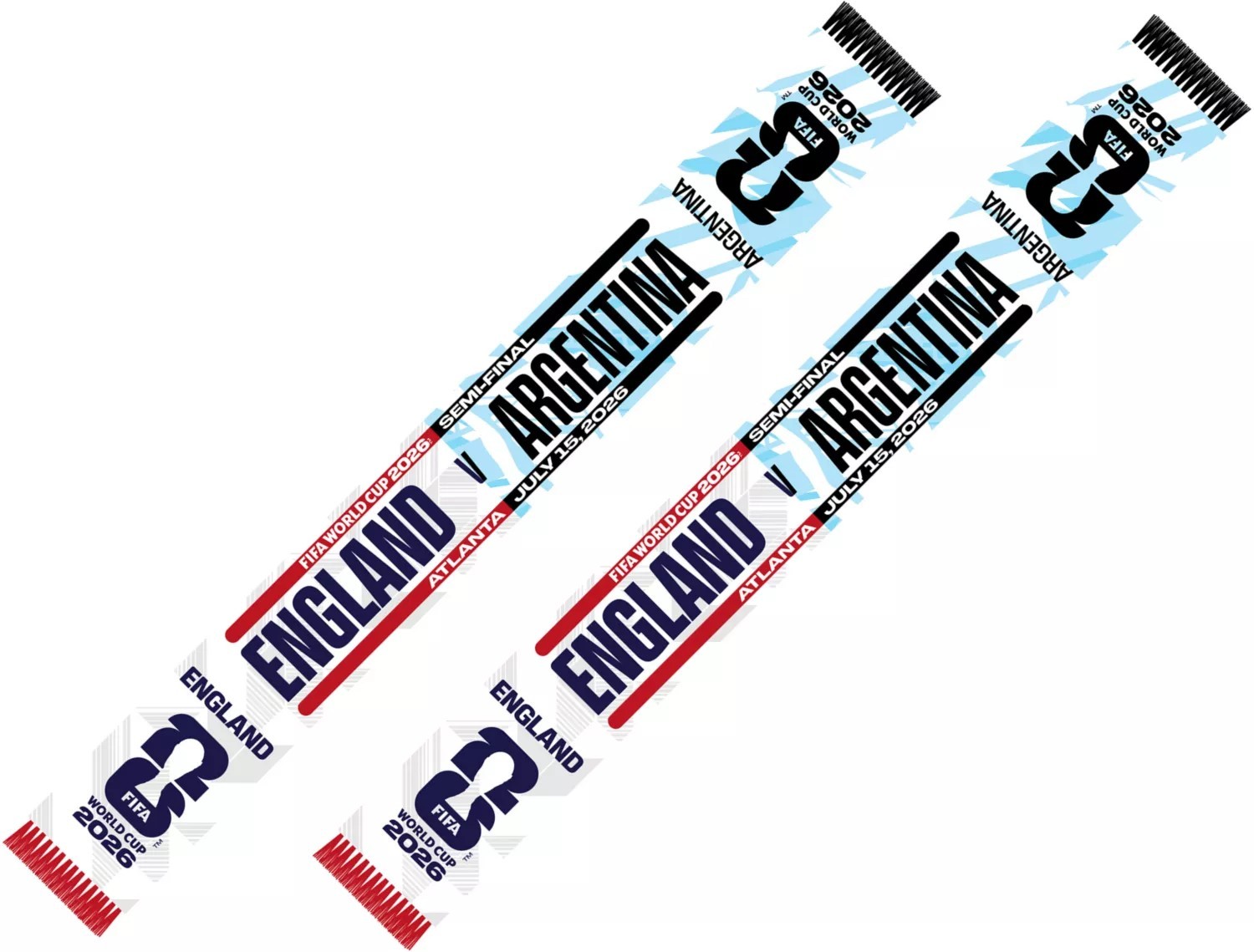 Official England VS Argentina 2026 FIFA World Cup Matchup Scarf (Pre - Order) Official England VS Argentina 2026 FIFA World Cup Matchup Scarf (Pre - Order)