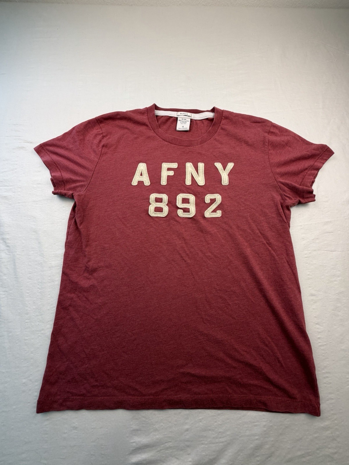 Vtg Y2K Abercrombie & Fitch NY Mens S Muscle  T-Shirt Burgundy A&F 1982