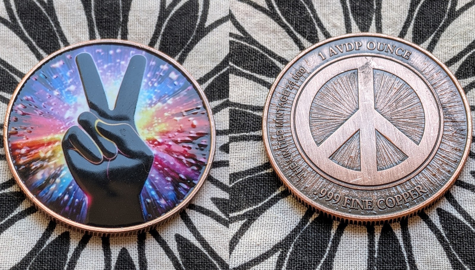 BULK SALE 50pc Peace Sign Colorized .999 1oz Copper Round LOT  Mint