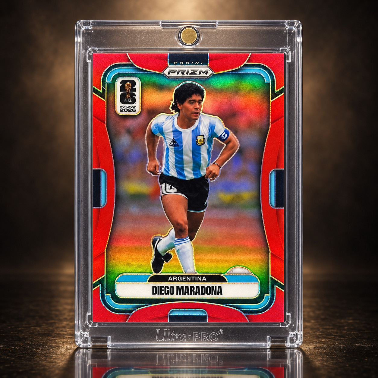 DIEGO MARADONA ARGENTINA RED PRIZM 15/50 2026 PANINI FIFA WORLD CUP RS1