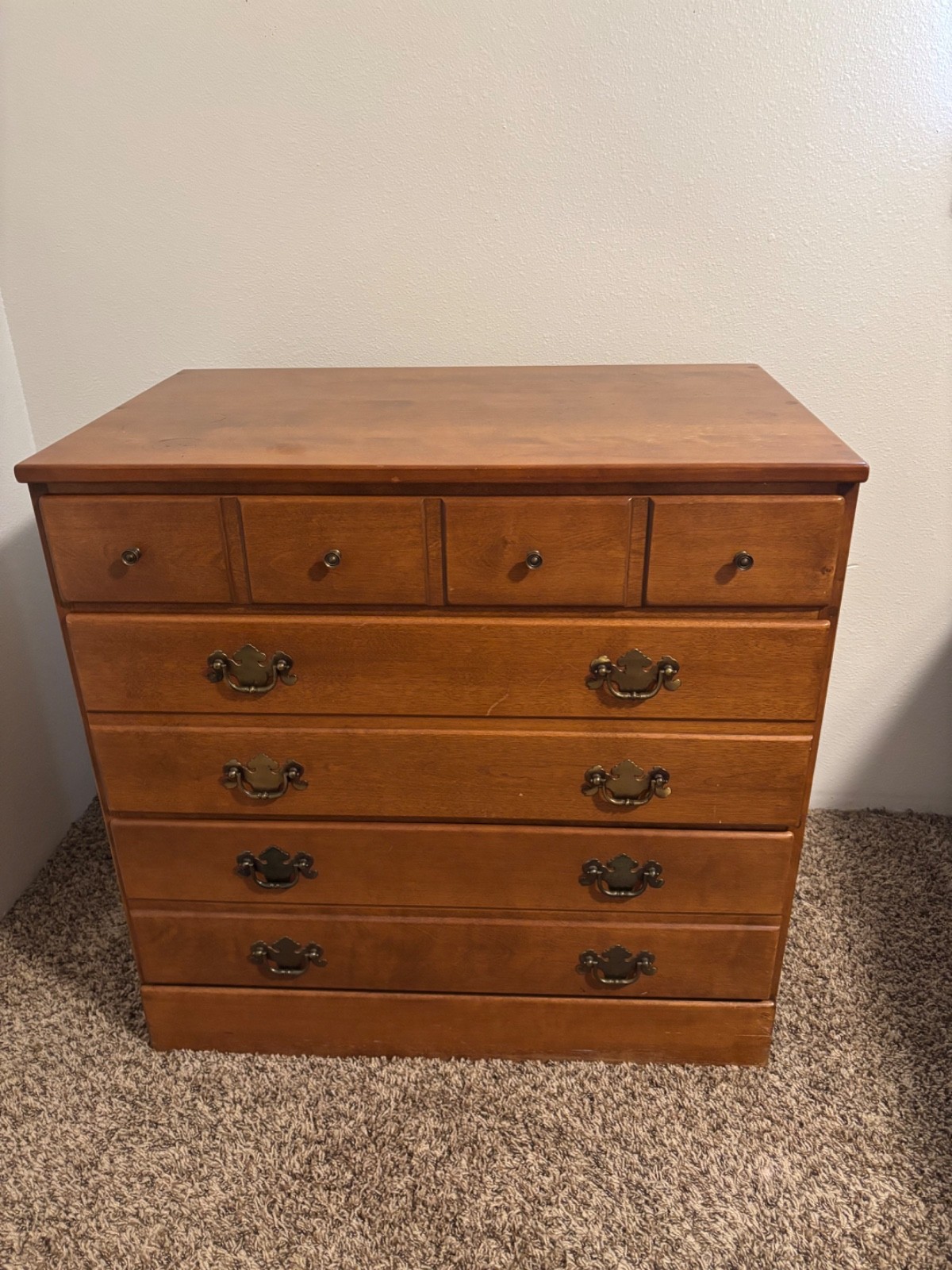 Vintage Ethan Allen Heirloom 3 Drawer Dresser Chest Early American, Solid Maple