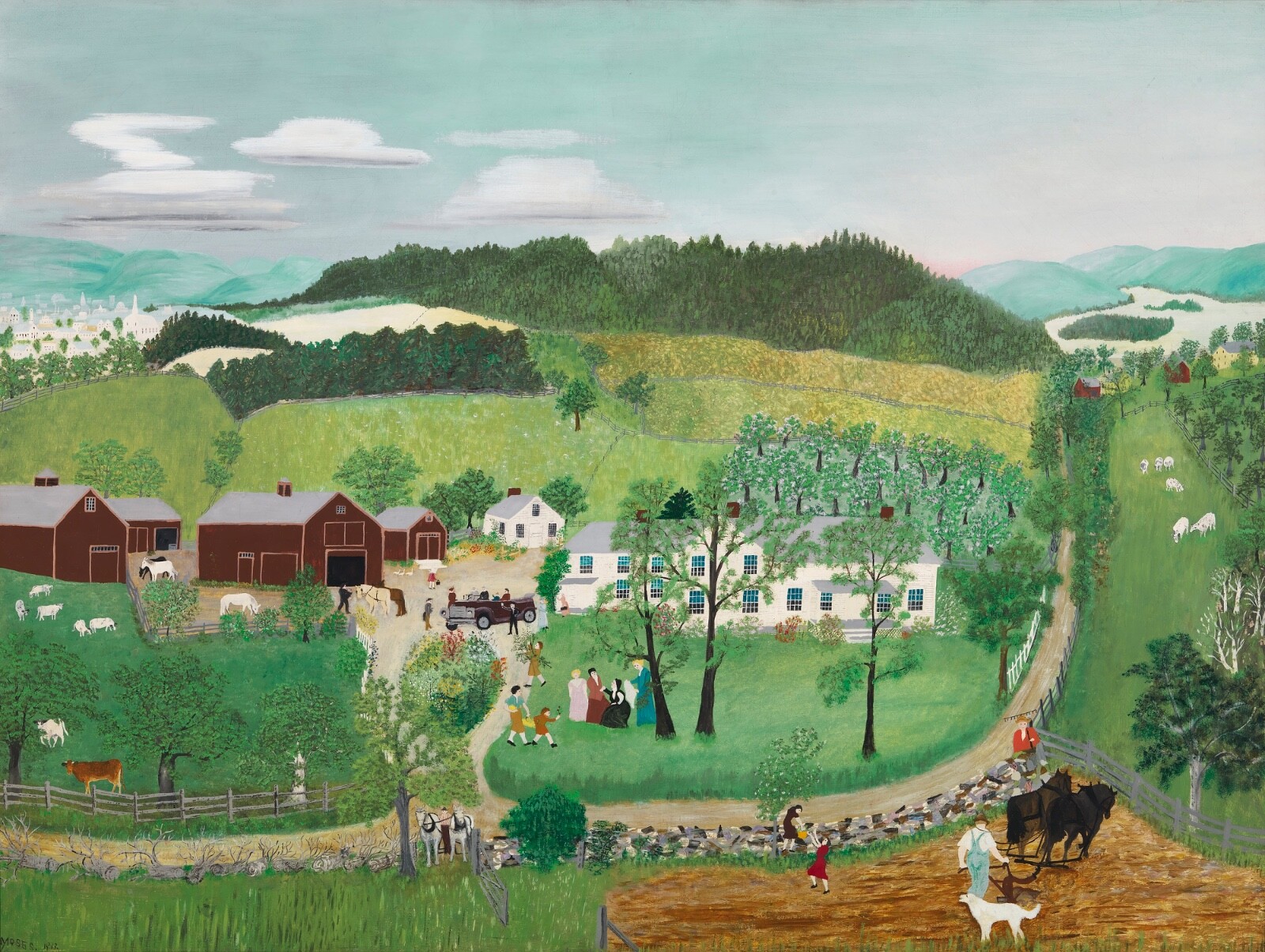 Grandma Moses Goes to the Big City  : Archival Quality Art Print 17x22