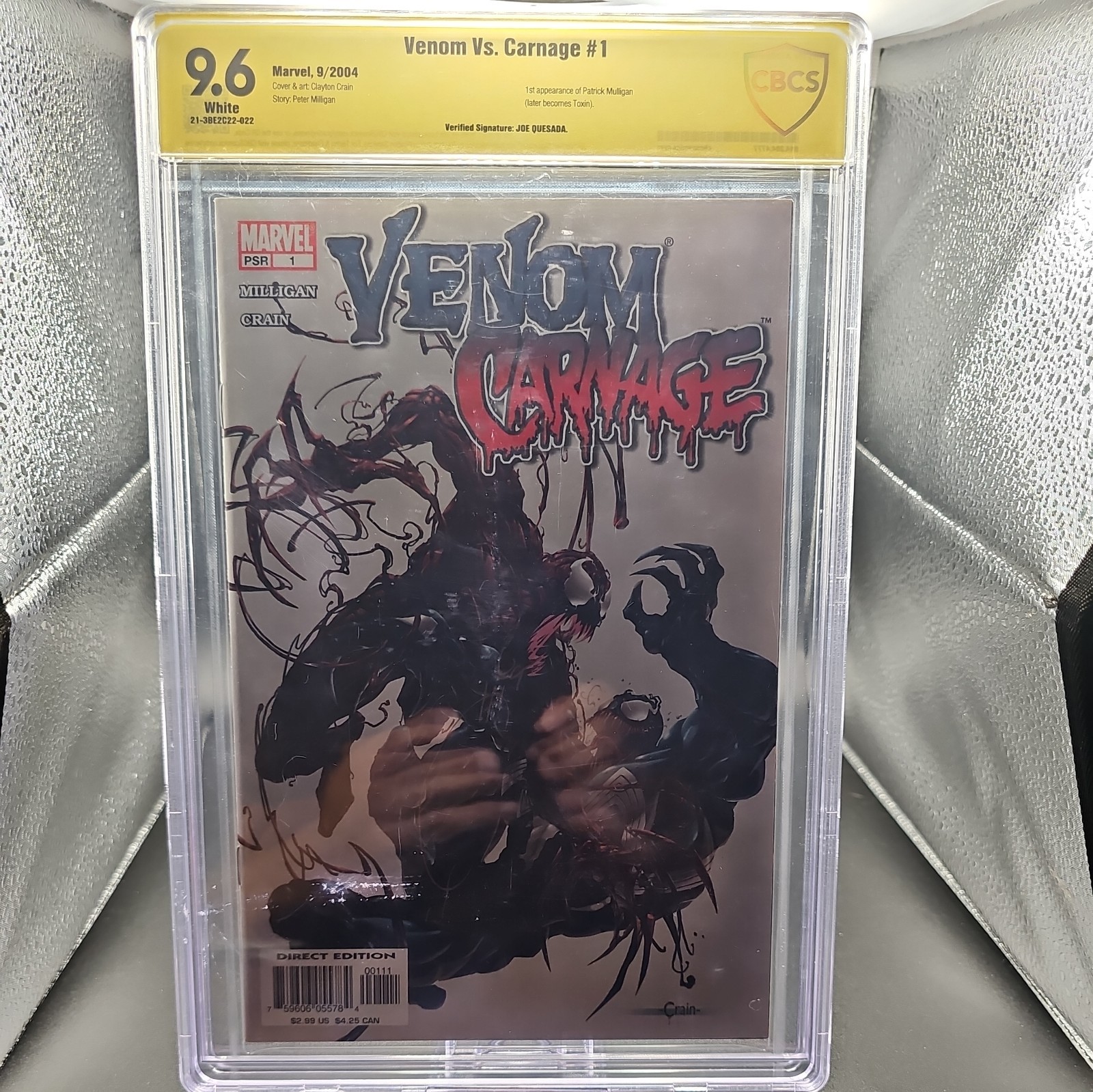 Venom vs. Carnage #1 CGC SS 9.6 Signed by Joe Quesada - Clayton Crain Cover Venom vs. Carnage #1 CGC SS 9.6 Signed by Joe Quesada - Clayton Crain Cover