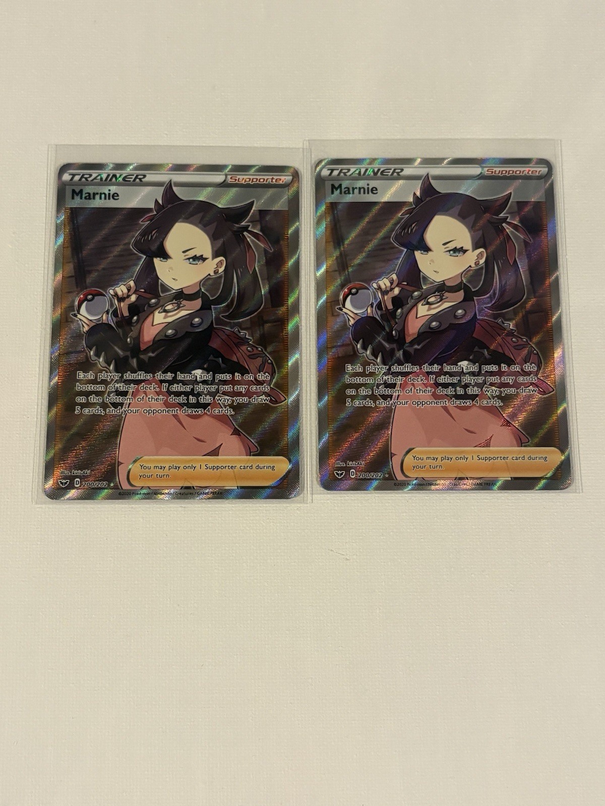 Lot Of 2x Pokemon TCG Marnie Swsh01: Sword & Shield 200/202 Full Art Holo UR EN