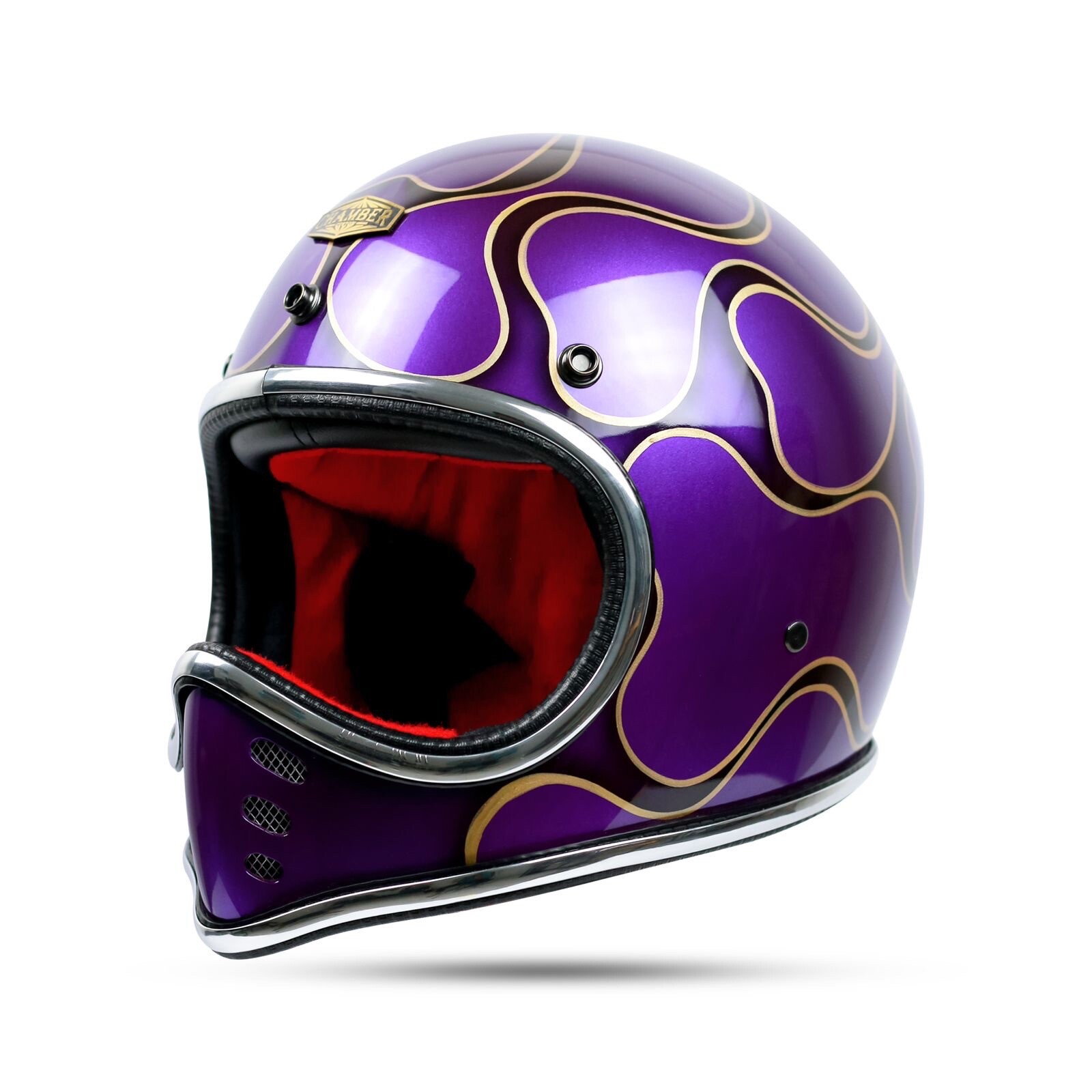 VINTAGE CUSTOM HELMET SLIMMOTO BLACK FLAMES CRACK CAFE RACER BOBBER CHOPPER BIKE