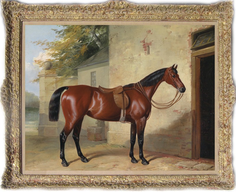 Hand Painted Oil Painting Old Master-Art Antique style Animal Jujube red horse