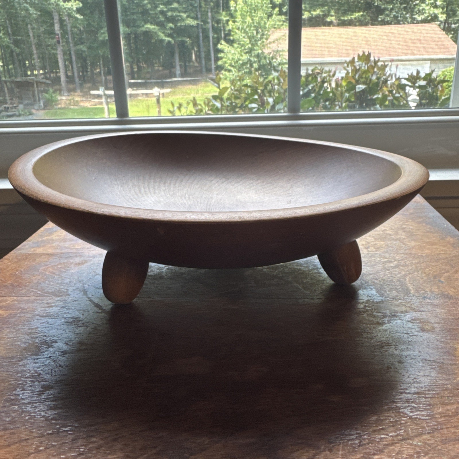 Vintage Wood Bowel Med-Century Modern Woodcroftery Handmade Footed 9.25 inch Vintage Wood Bowel Med-Century Modern Woodcroftery Handmade Footed 9.25 inch