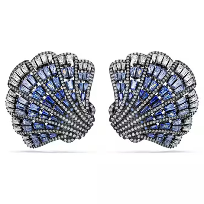 Swarovski Idyllia Shell Clip Earrings Blue Crystal Fashion Jewelry
