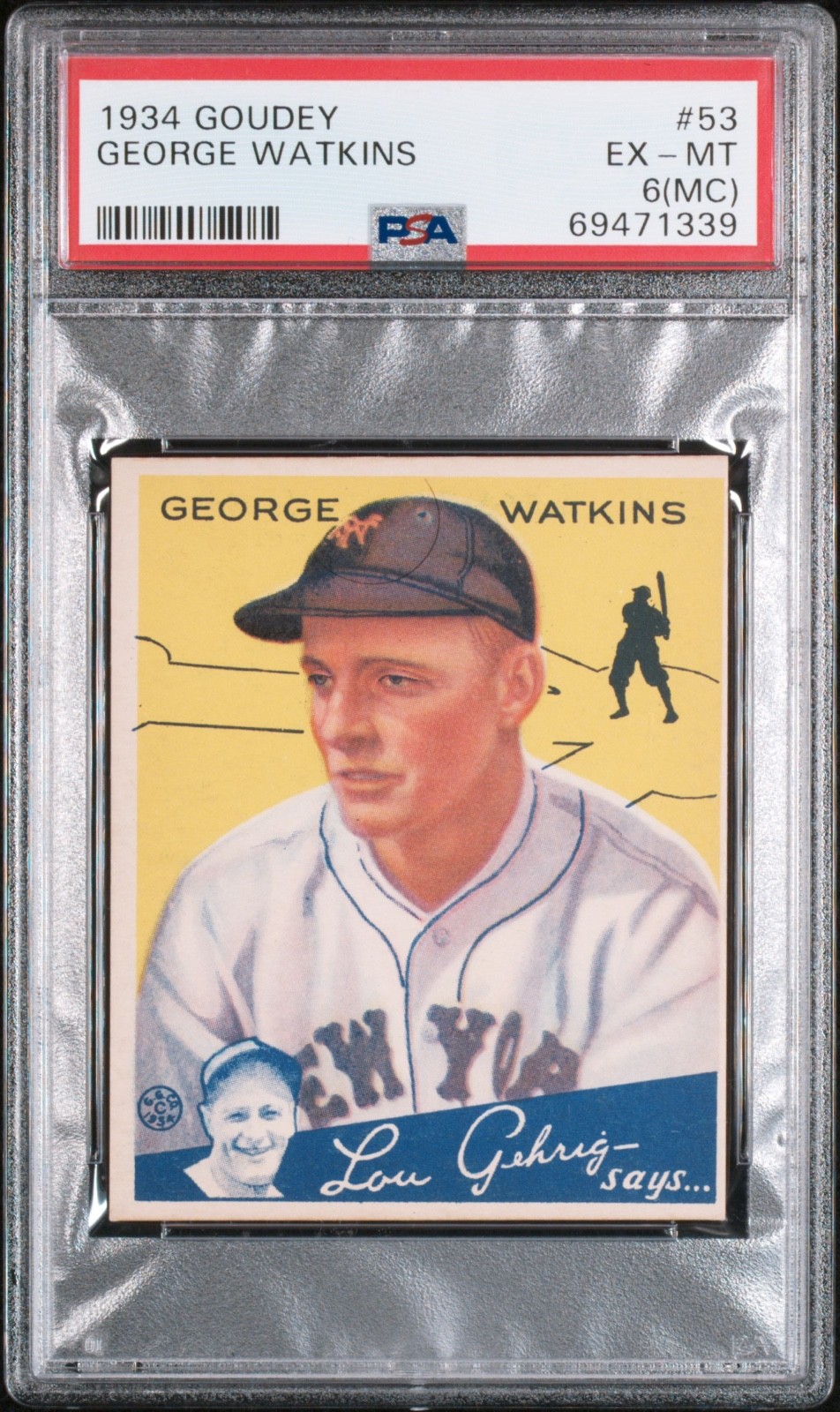 1934 Goudey George Watkins #53 PSA 6