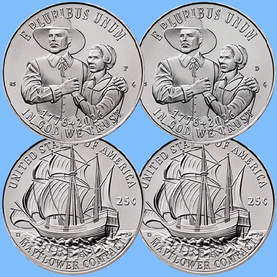 1776 - 2026 Washington Quarter ~ Mayflower~ P & D Two Coin Set ~ Unc 1776 - 2026 Washington Quarter ~ Mayflower~ P & D Two Coin Set ~ Unc