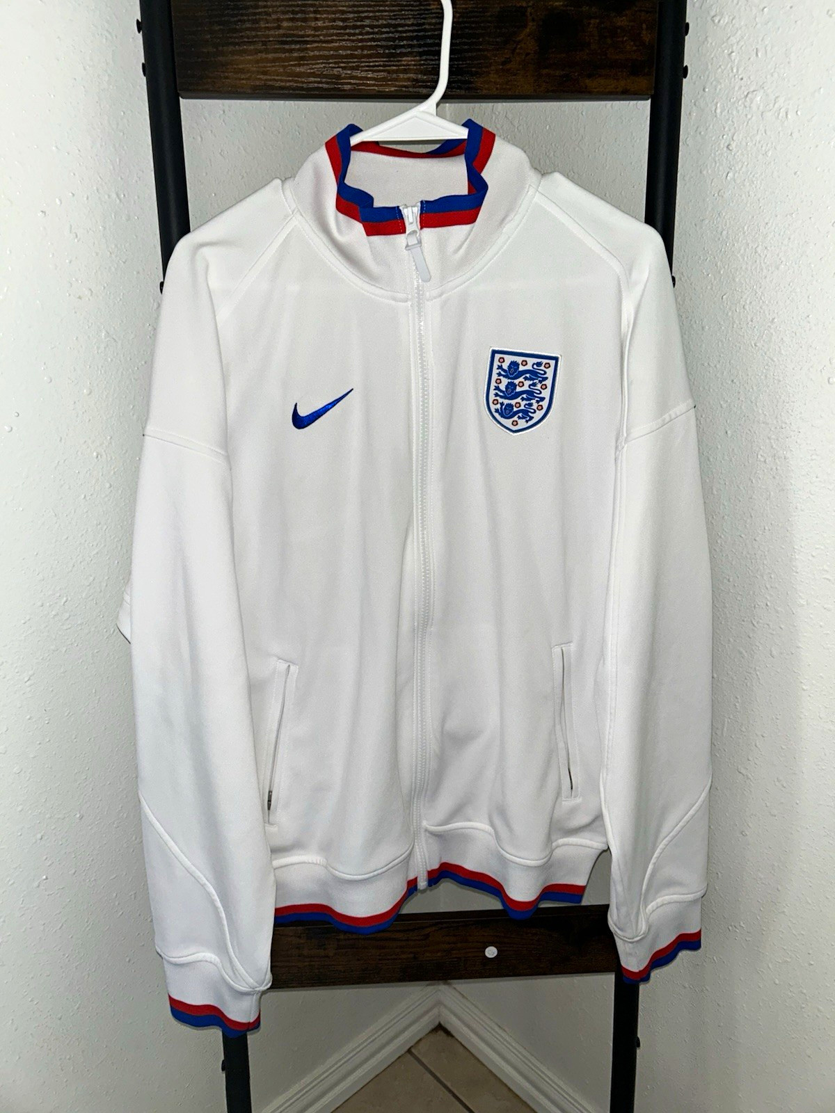 Nike England National Team Track Jacket Full Zip White Blue Red Men’s