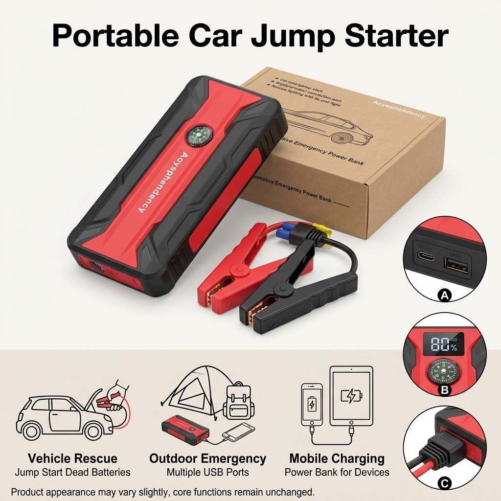10000A Portable Car Jump Starter Box Booster Jumper Power Bank Battery Charger
