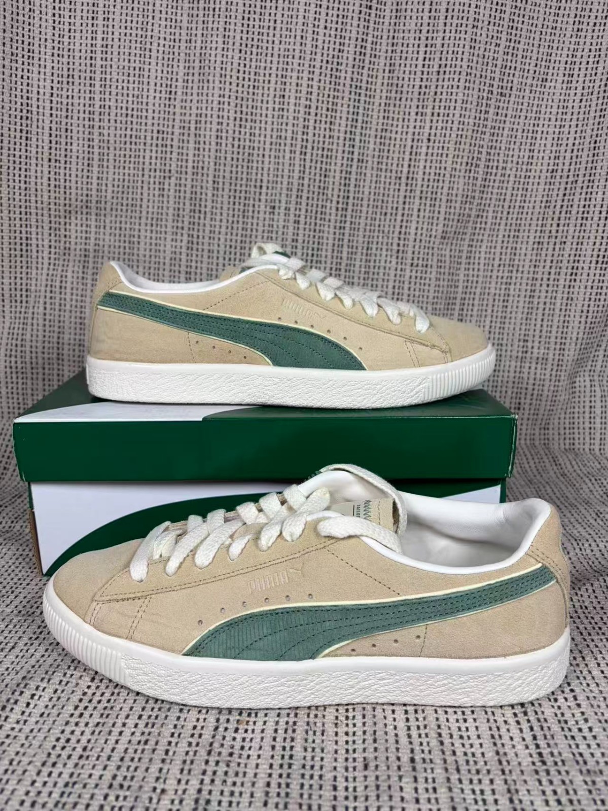 PUMA-Suede Vintage ' Light Sand Deep Forest' Men's Shoes 388148-01