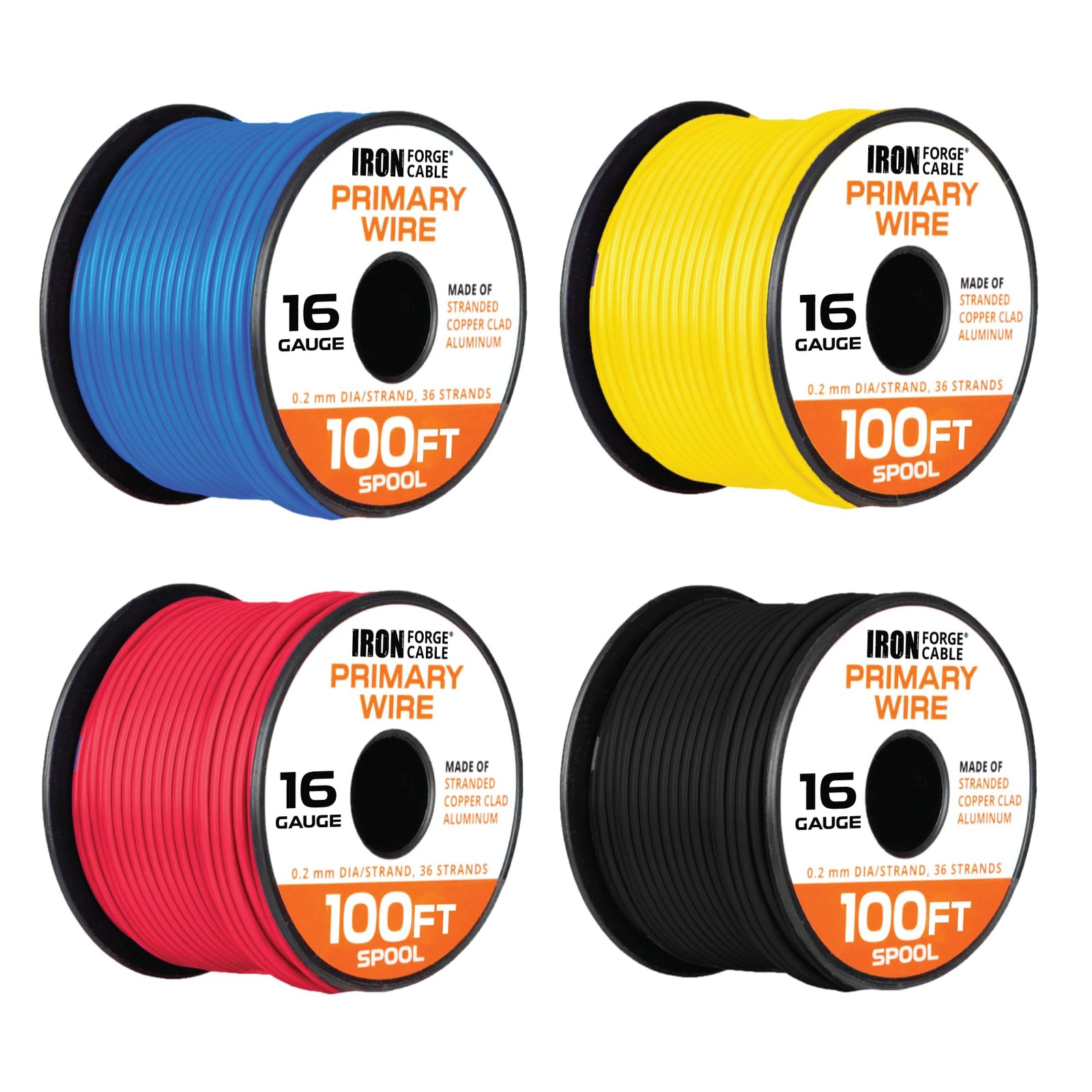 16 Gauge Primary Wire - 4 Roll Assortment Pack - 100 Ft of Copper Clad Aluminum