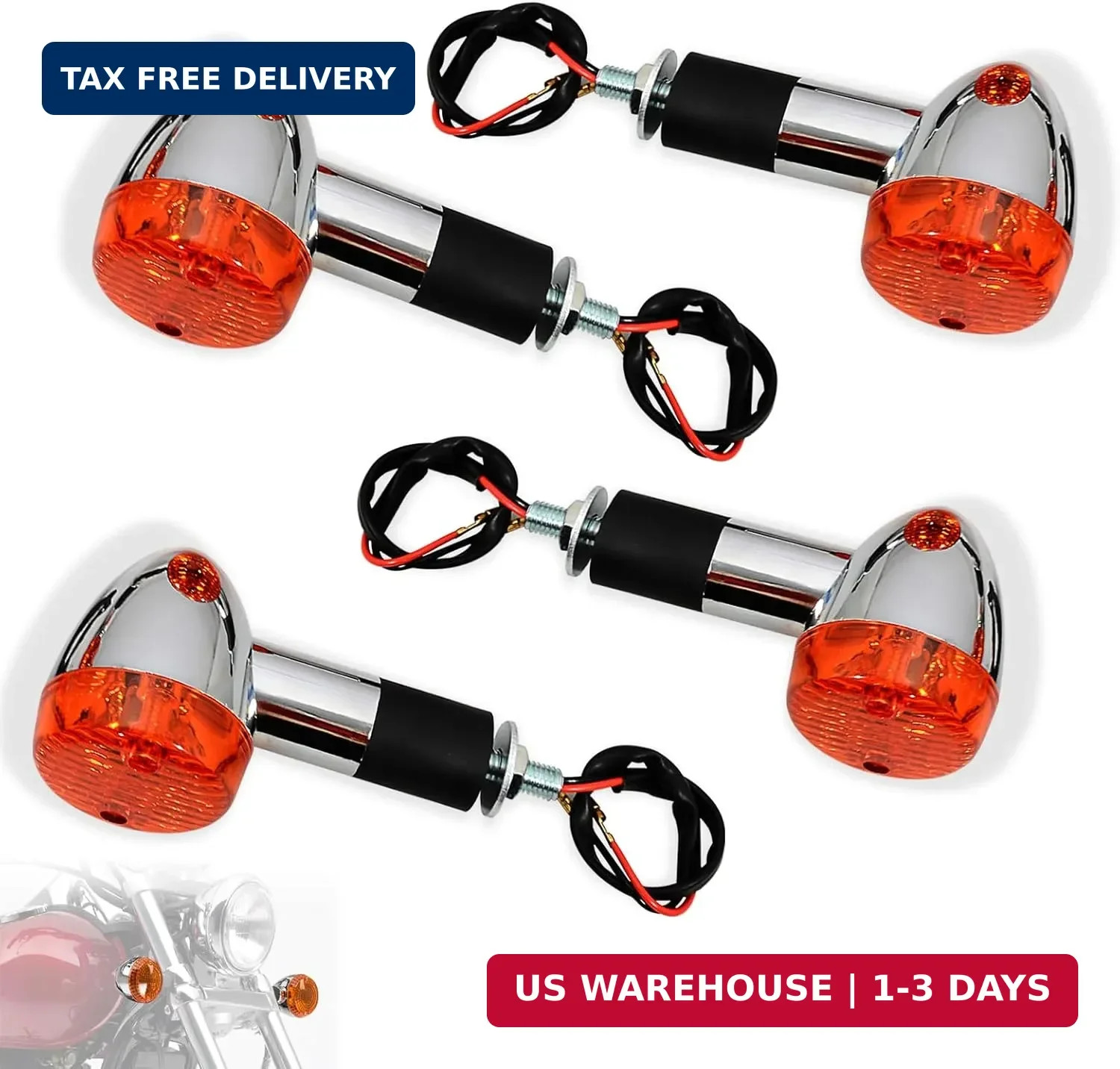 Turn Signal Lamp Set,Motorcycle Front and Rear signal light for Kawasaki Vulcan