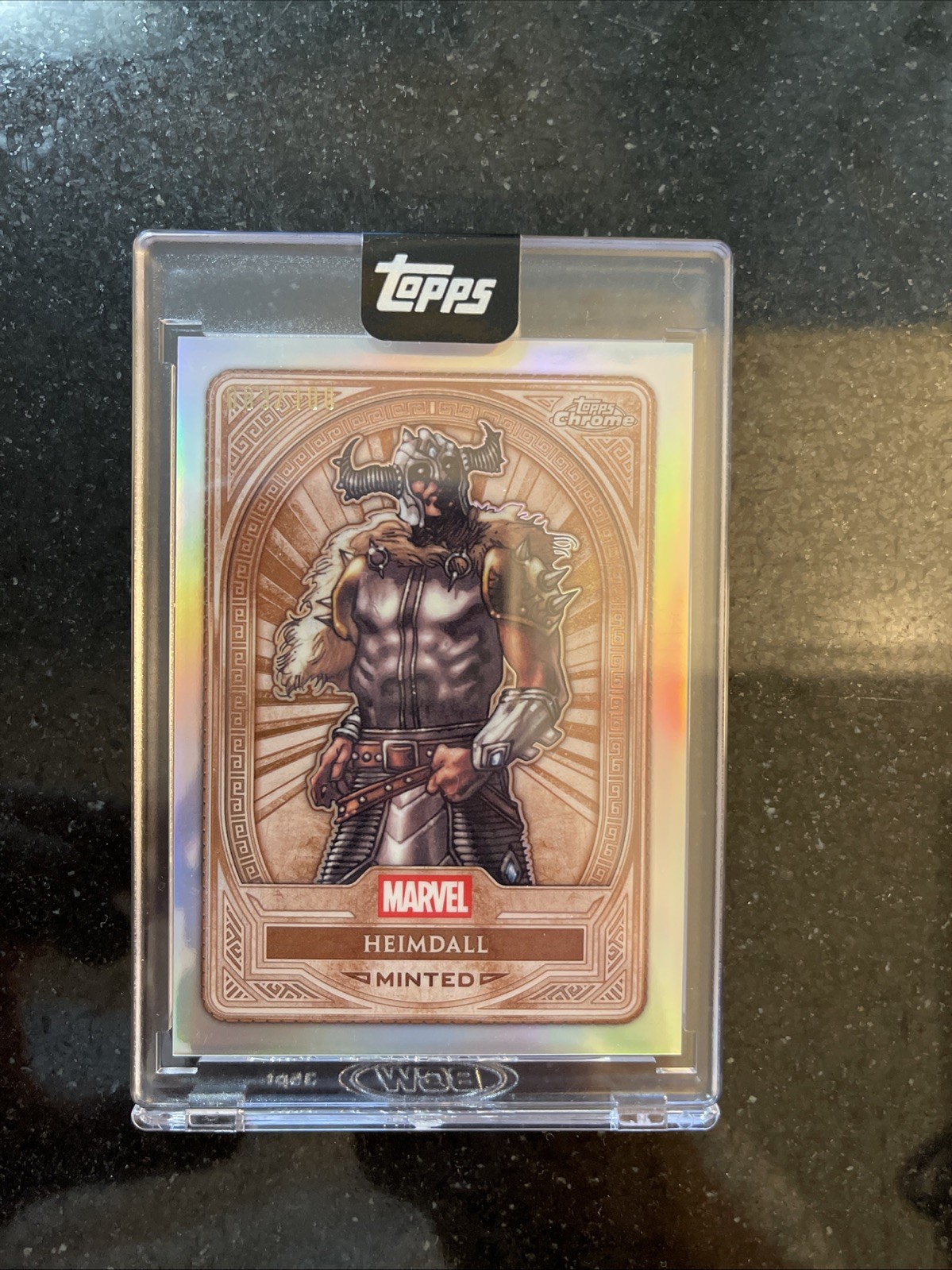 SDCC 2025 Topps Marvel Mint Heimdall Bronze Minted Encased /100 SDCC 2025 Topps Marvel Mint Heimdall Bronze Minted Encased /100