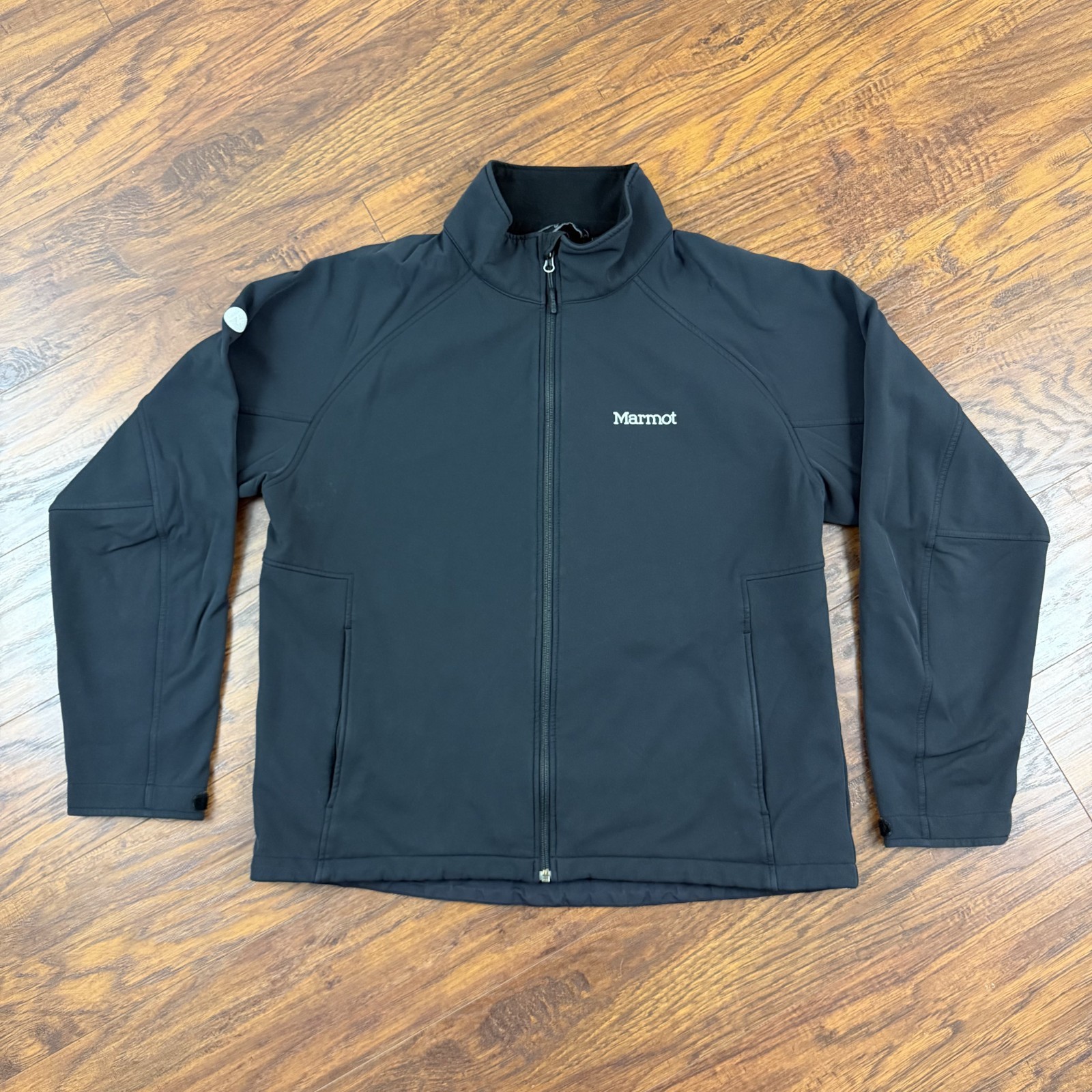 Marmot Jacket Mens XL Black Soft Shell Full Zip Fleece Lined Stretch Outdoors