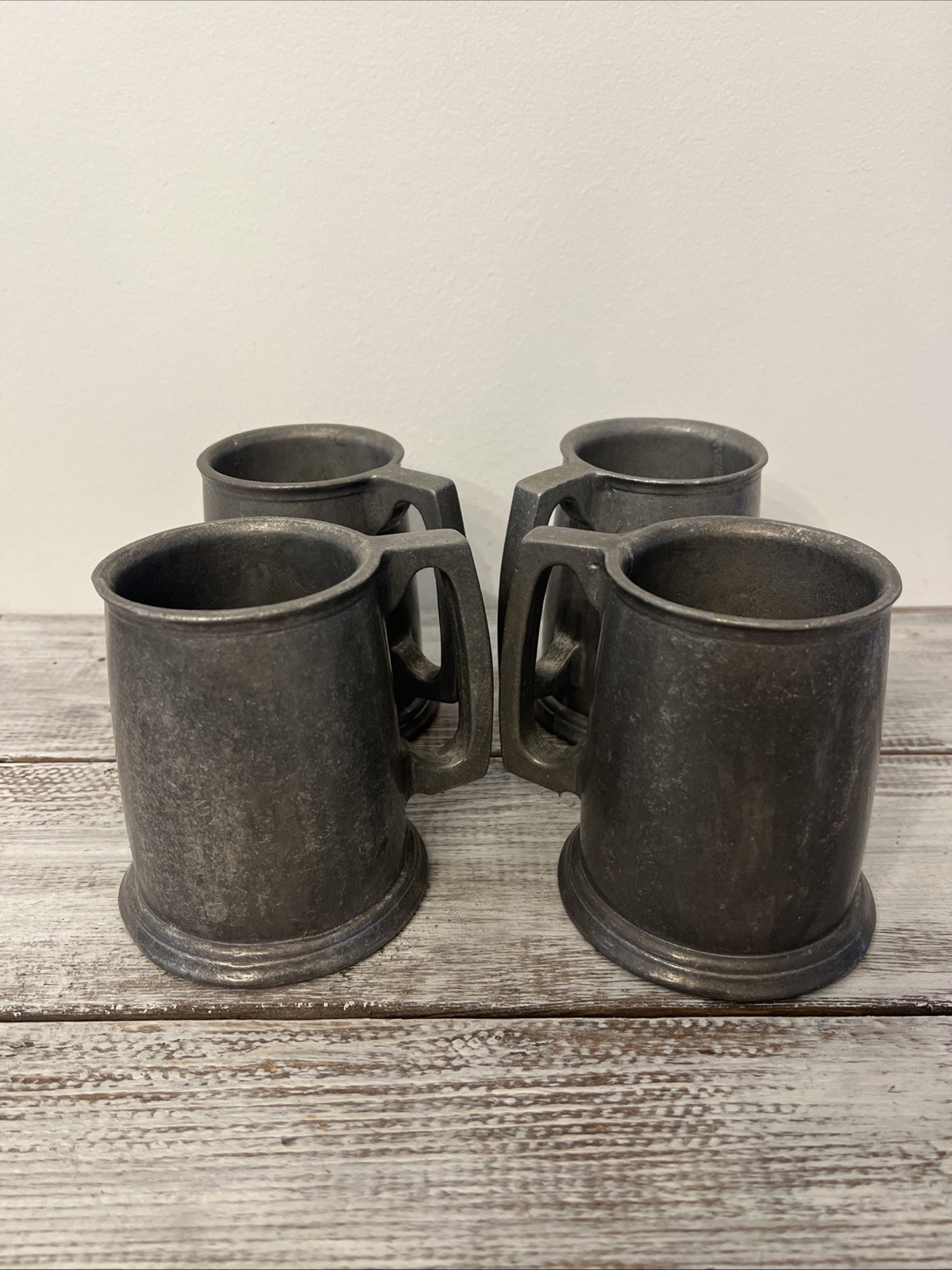 Vintage Pewter Mugs Set of 4 Early American Metalware - Heavy - Collector Lot