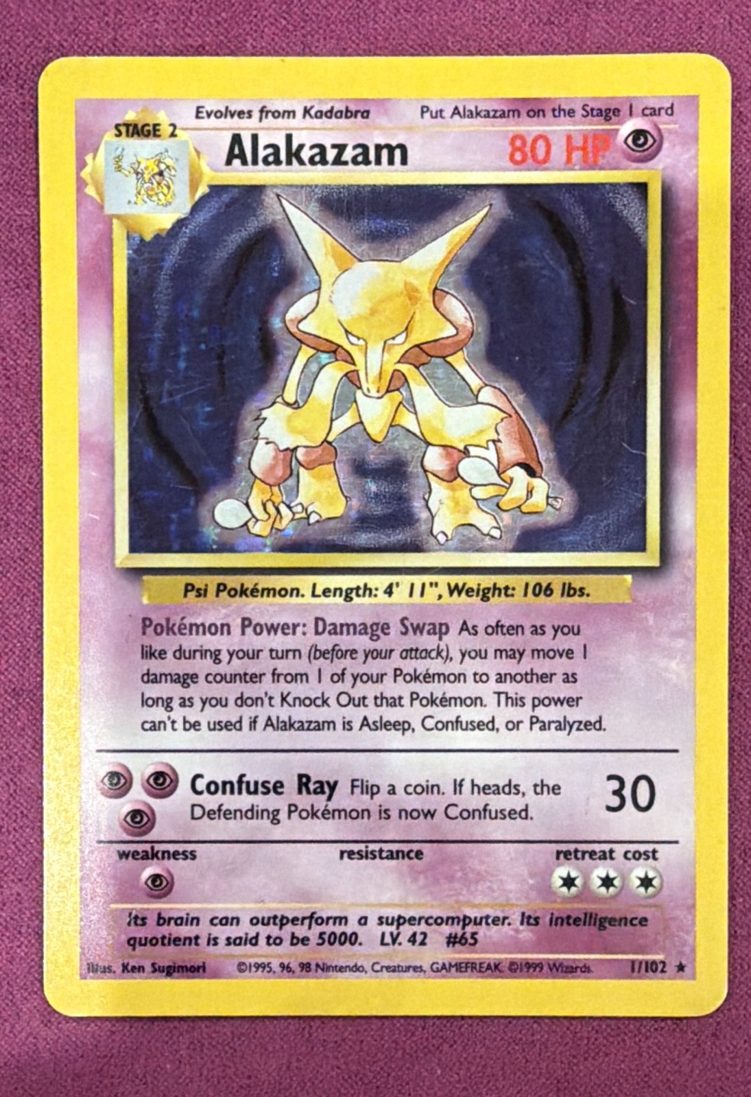 Alakazam 001/102 Base Set Holo MP Alakazam 001/102 Base Set Holo MP
