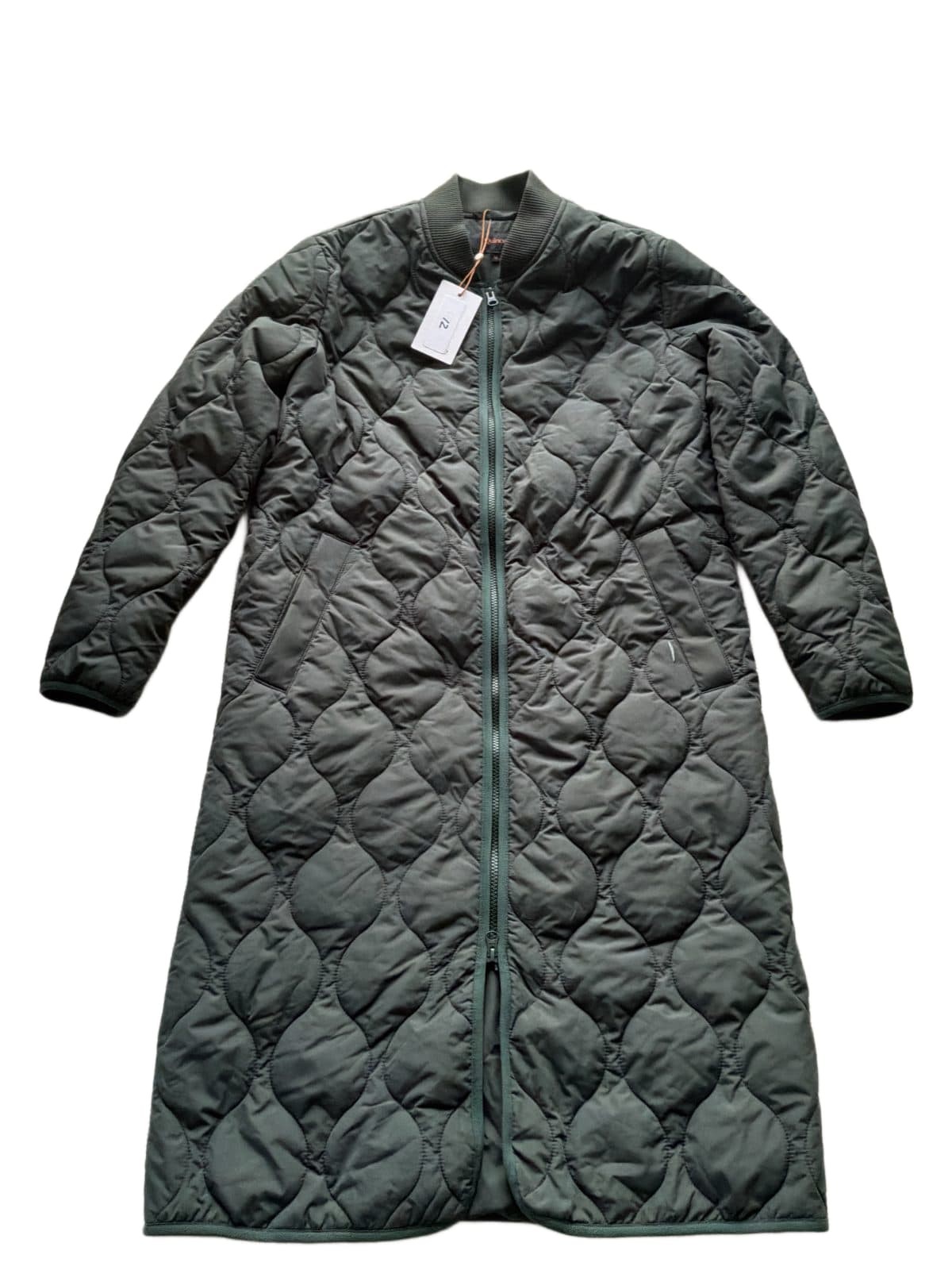 Quince Women\'s Onion Quilted Long Liner Jacket Coat Green Size M New With Tags