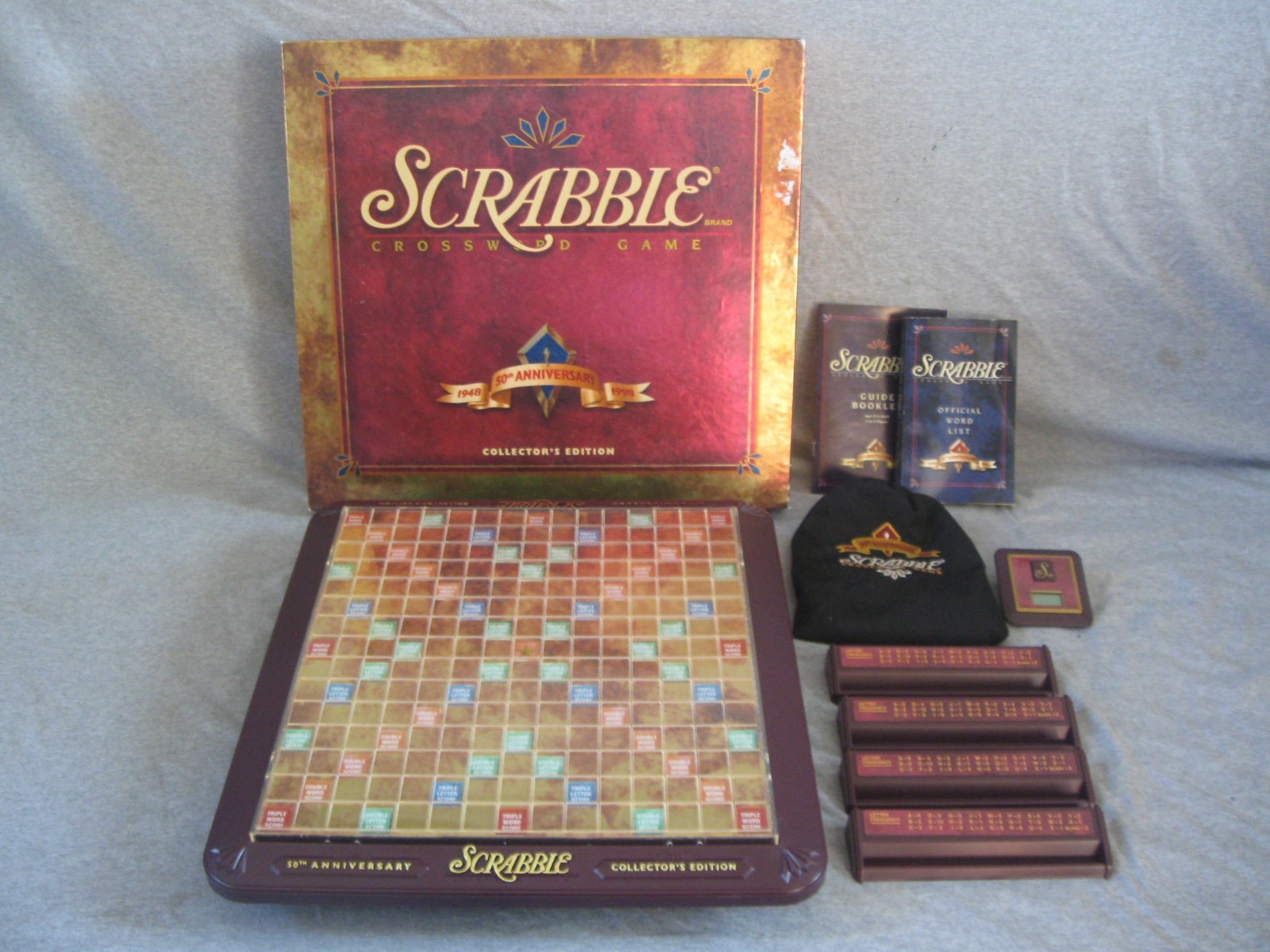 1998 Deluxe 50th Anniversary Scrabble Collectors Edition Rotating Board COMPLETE