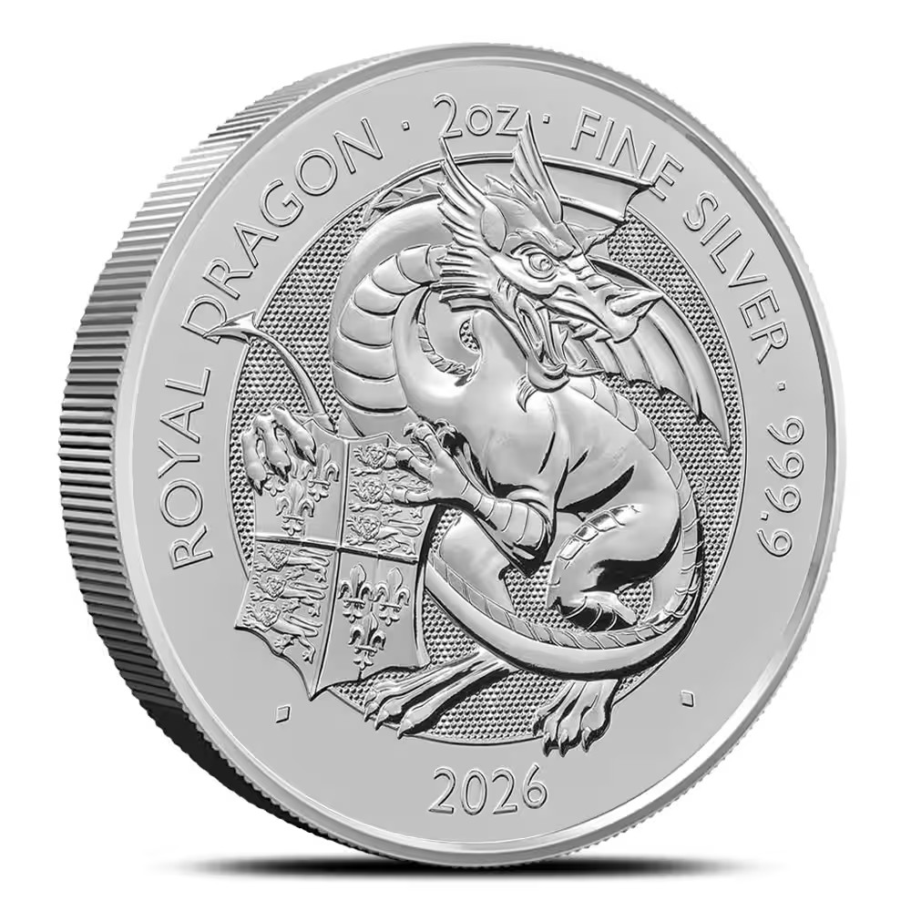 2026 - £5 UK - 2 oz .9999 Fine Silver THE ROYAL DRAGON COIN BU CHARLES IN STOCK 2026 - £5 UK - 2 oz .9999 Fine Silver THE ROYAL DRAGON COIN BU CHARLES IN STOCK