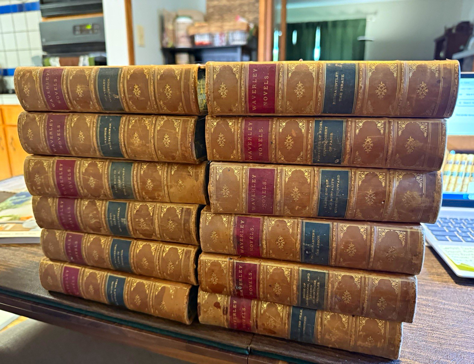 Sir Walter Scott Waverley Novels Leather Bound Hardcover 1871 Houghton Mifflin