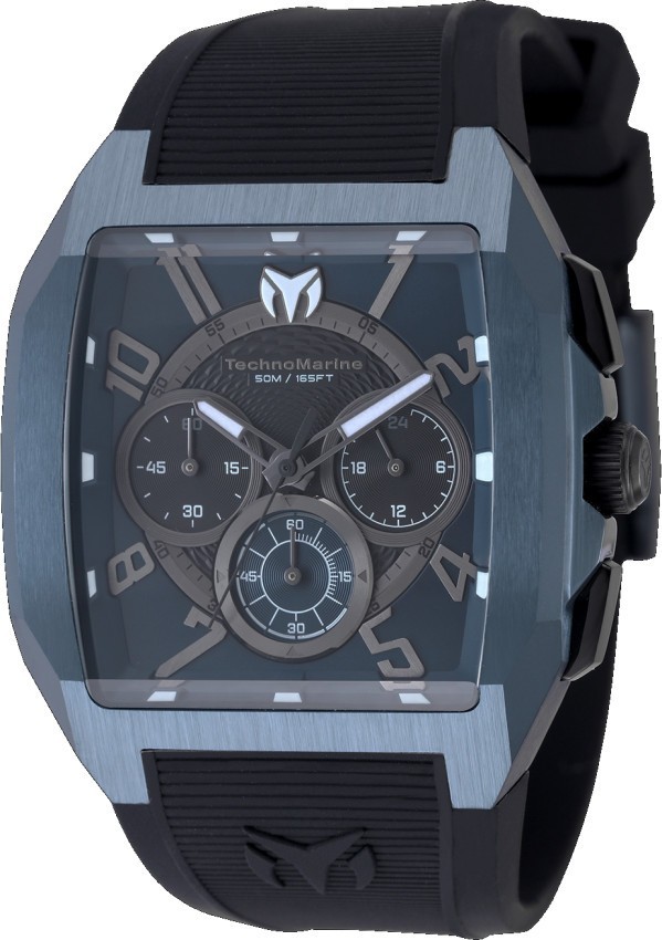 TechnoMarine Aqua Quadrant Men\'s 41mm Deep Blue Black Chrono Watch TM-225111