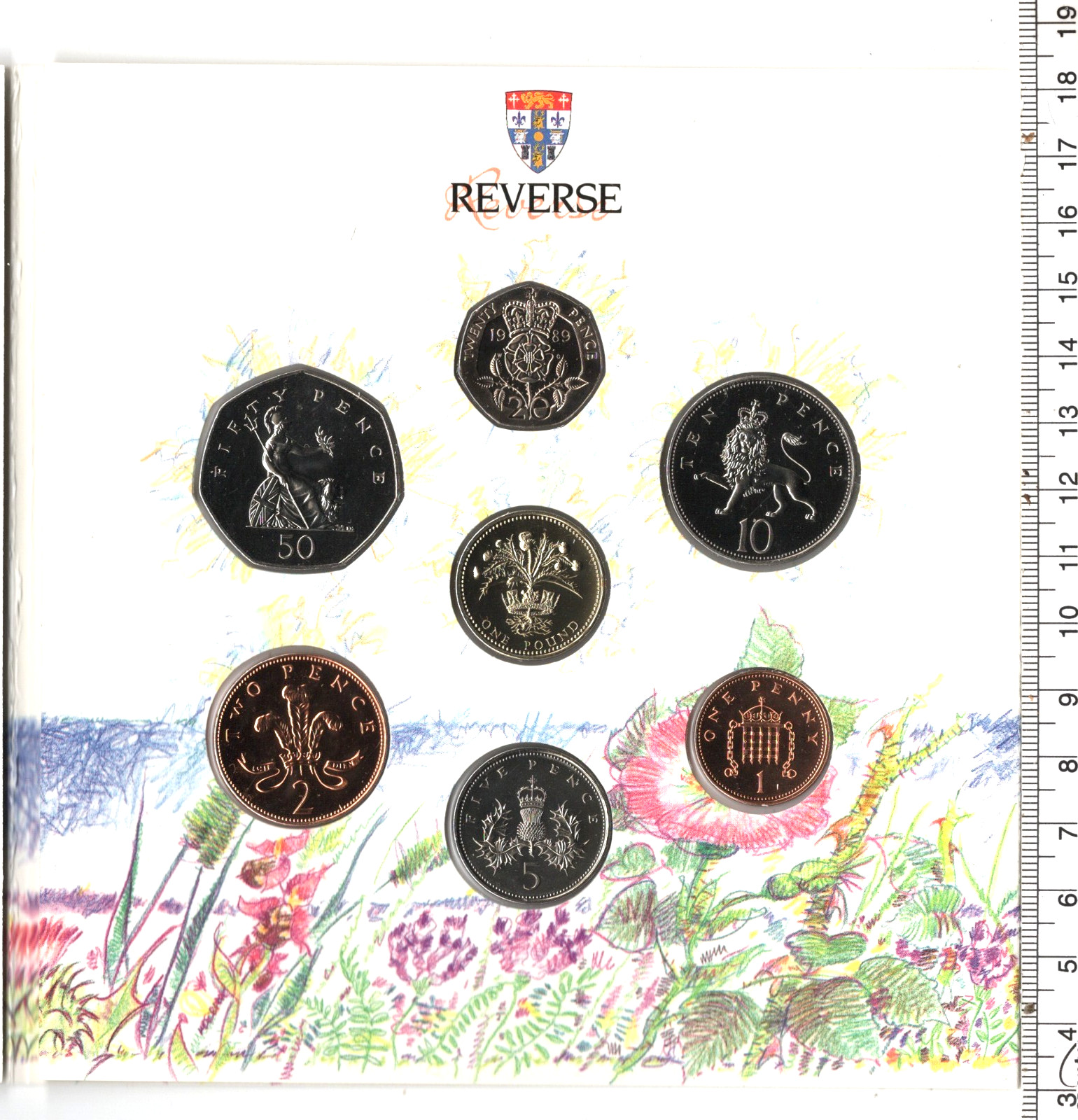 1989 ROYAL MINT GENUINE BRIGHT UNCIRCULATED SEVEN COIN YEAR SET (A039)