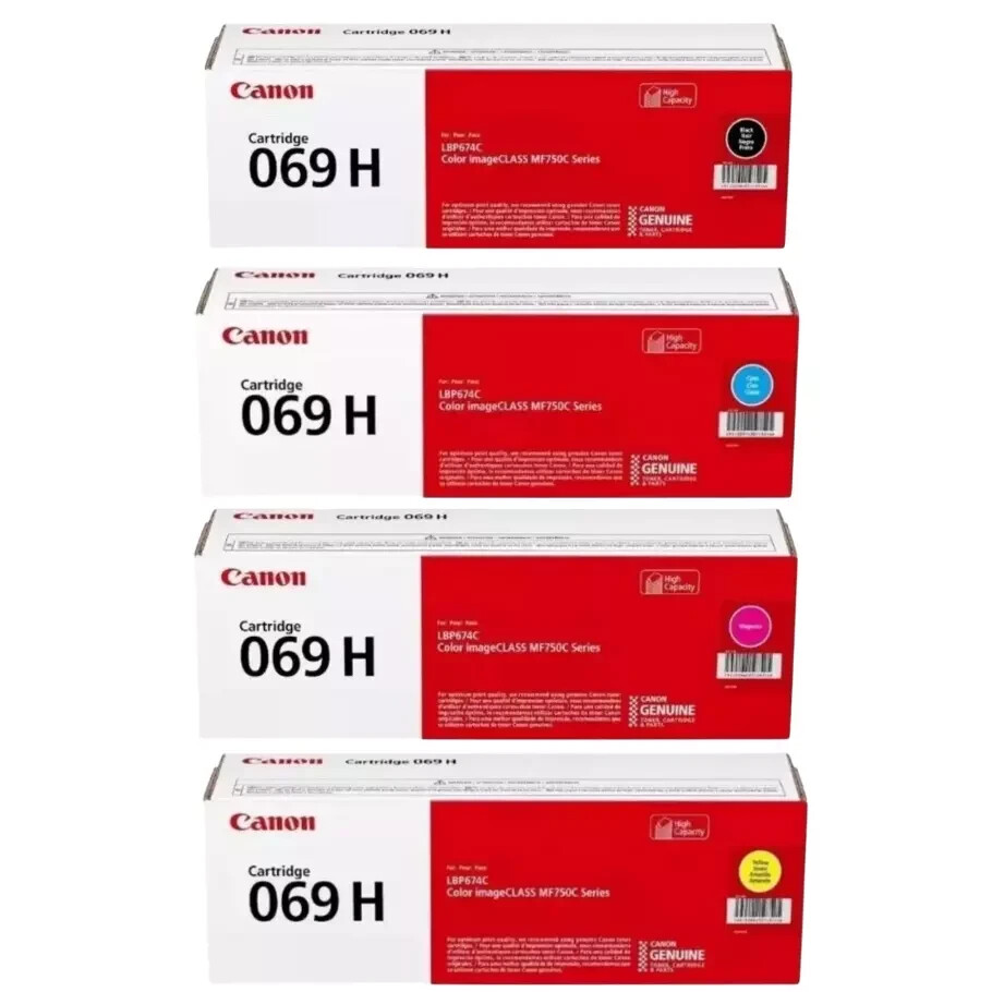 Canon 069H High Yield Toner Set Black Cyan Magenta Yellow Genuine OEM CRG-069H