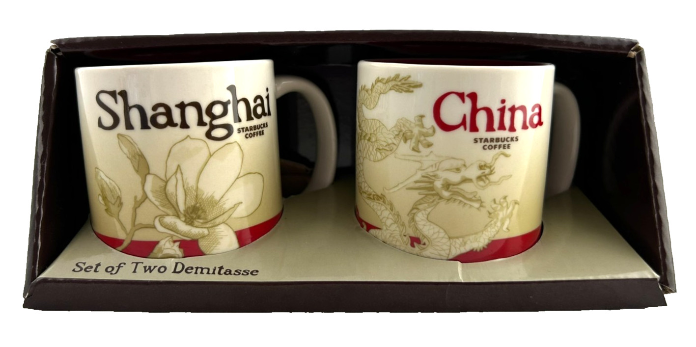 Starbucks Shanghai China Demitasse Espresso Mugs 3 oz Set of 2 2018 NIB