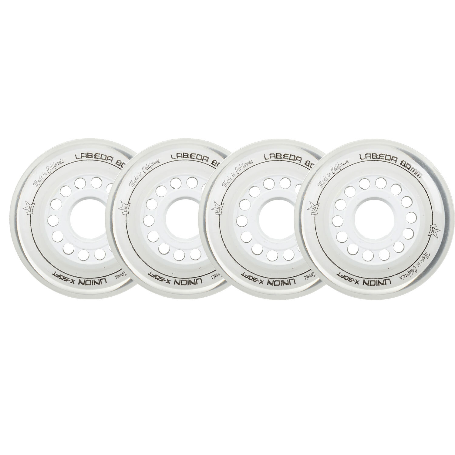 Labeda Inline Roller Hockey Skate Wheels Union White 76mm Set of 4