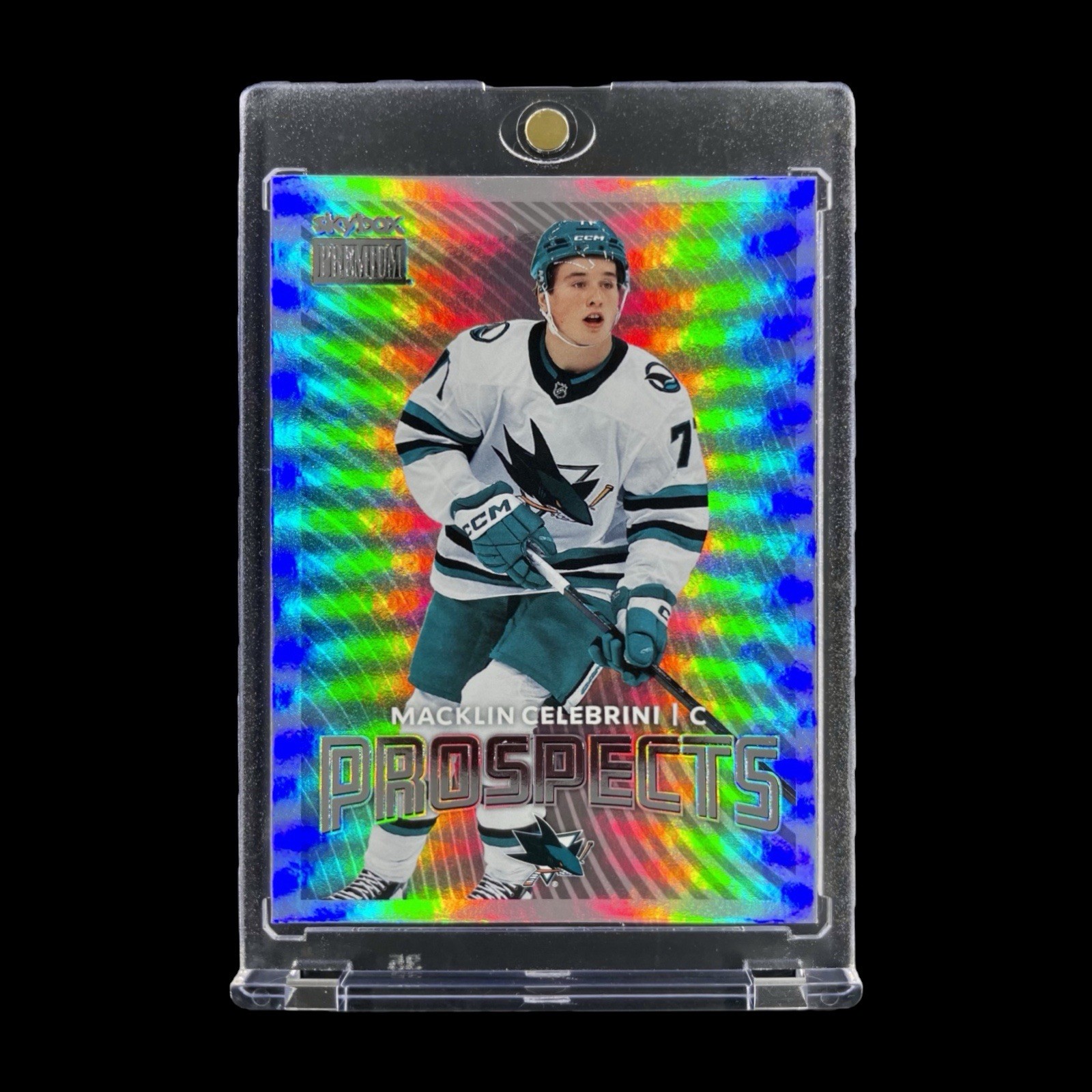 MACKLIN CELBRINI ROOKIE SILVER RAINBOW FOIL HOLO 2024-25 UD Premium - Sharks