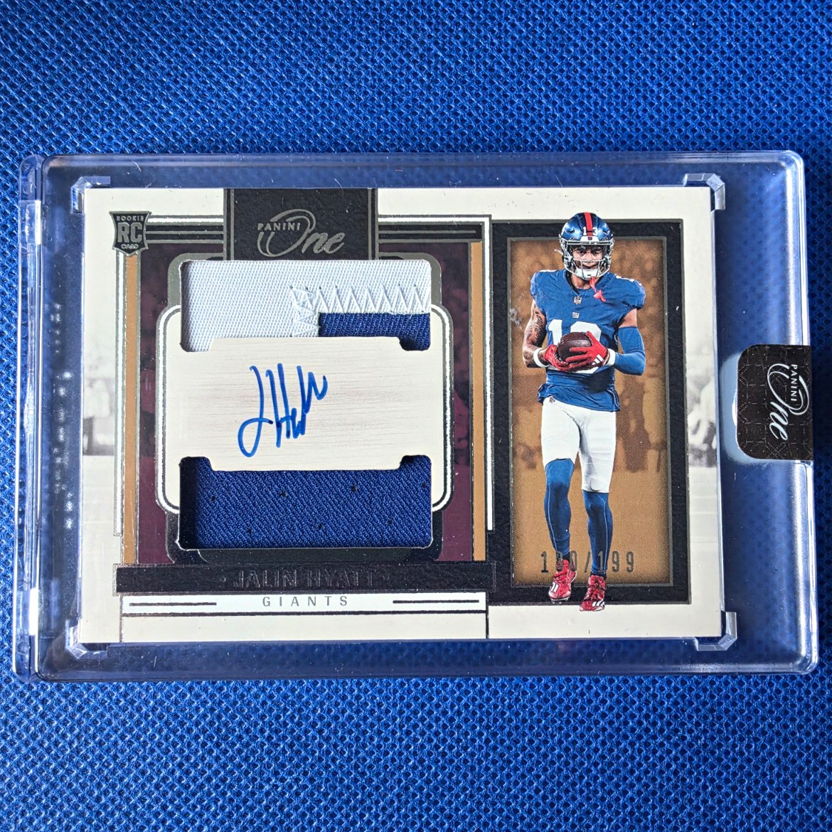 Panini 2023 One Jalin Hyatt RC Auto Dual Patch #46 Bronze /199 New York Giants